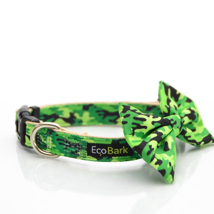 EcoBark Camo Bow Tie Dog Collar - Camouflage Print