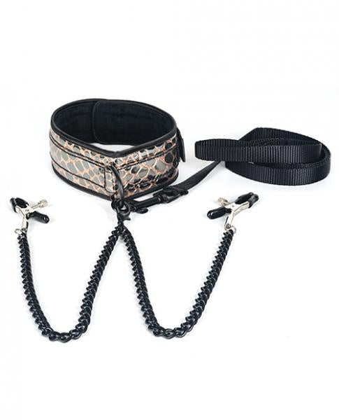 Spartacus Faux Leather Collar &amp; Leash Black Nipple Clamps Gold(D0102H50627.)