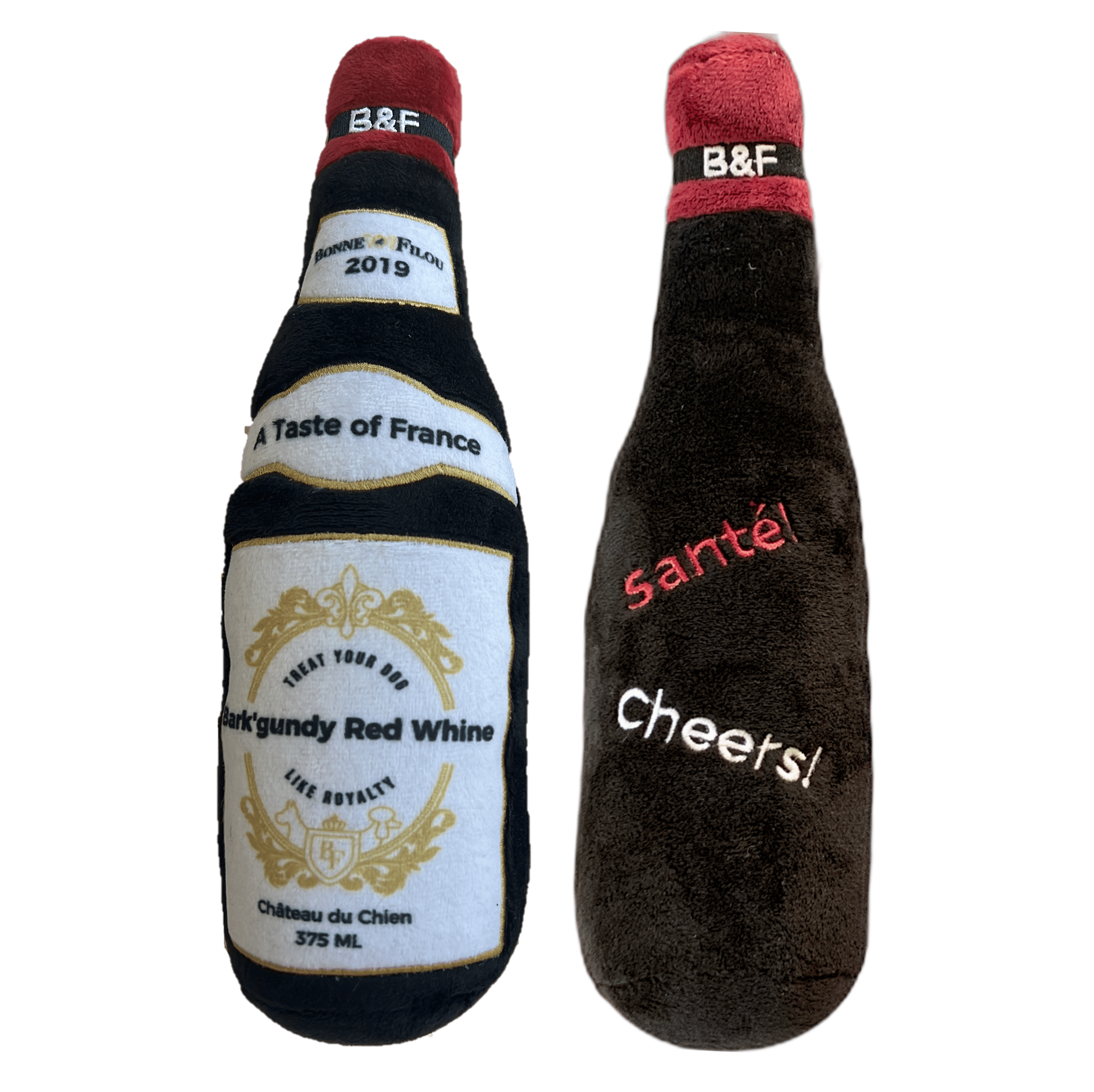 Bonne Et Filou Wine Bottle Plush Squeaky Dog Toy (Bark'Gundy Red Whine) Interactive Puppy Chew Toys For Aggressive Chewers Dog Toys For Small And Medium Dogs (1 Large Size)