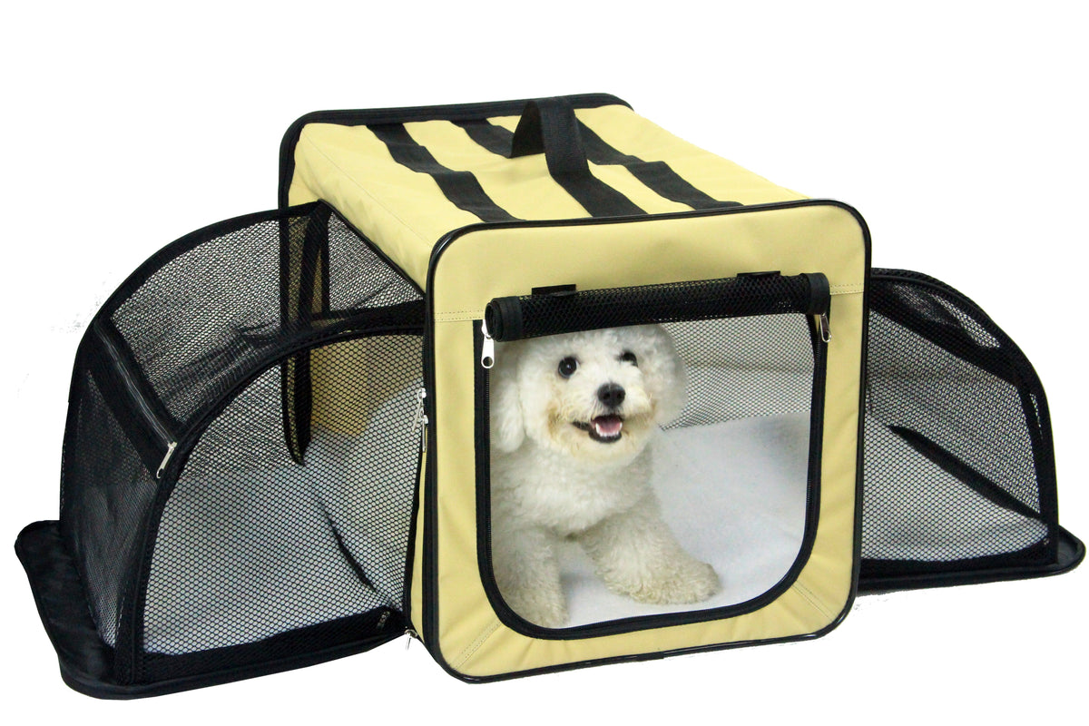 Pet Life Capacious Dual-Expandable Wire Folding Lightweight Collapsible Travel Pet Dog Crate(D0102H7030Y.)