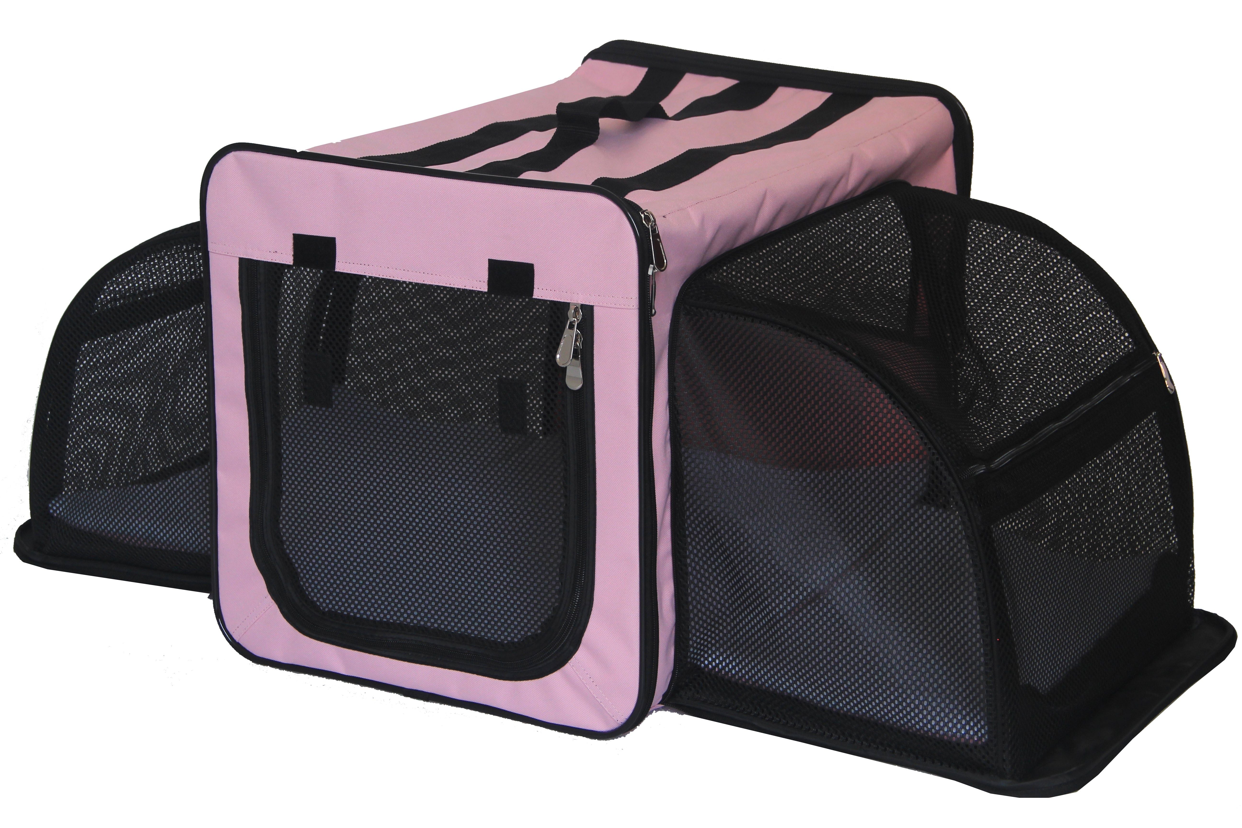 Pet Life Capacious Dual-Expandable Wire Folding Lightweight Collapsible Travel Pet Dog Crate(D0102H703V7.)
