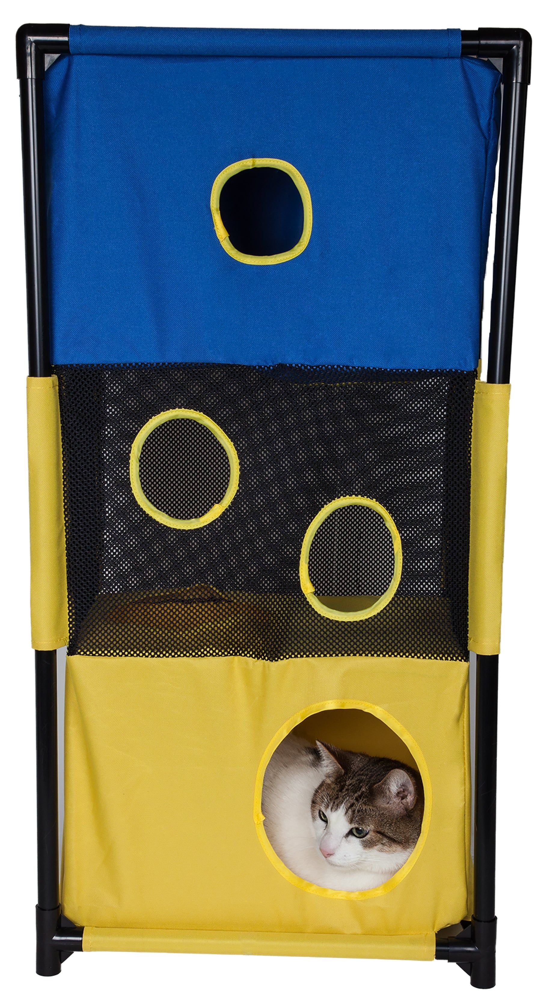 Pet Life Cat House, Blue/Yellow
