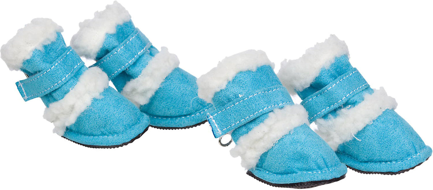 Pet Life Shearling Duggz Dog Shoes, Blue/White, Small