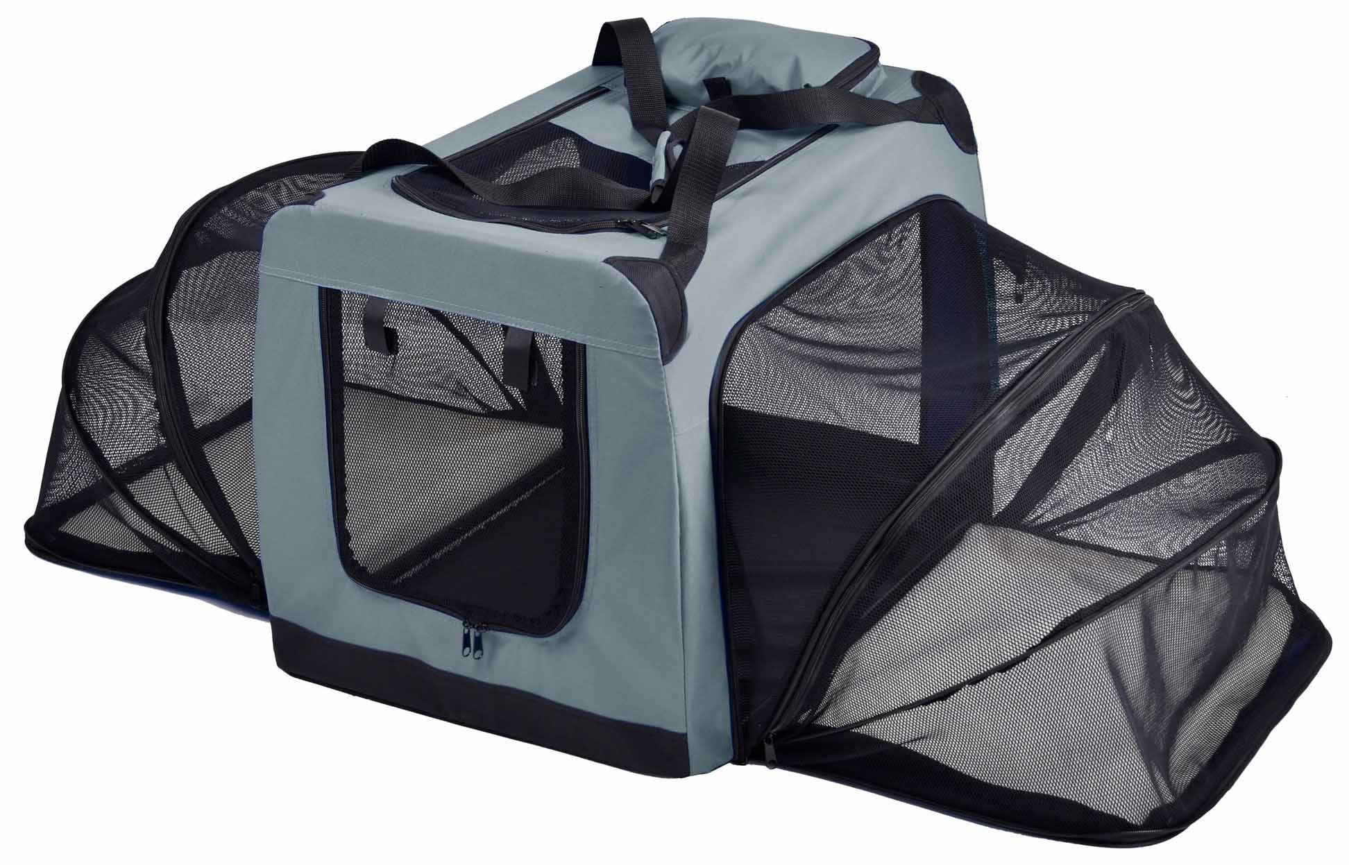Pet Life Hounda Accordion Metal Framed Softfolding Collapsible Dualsided Expandable Pet Dog Crate(D0102H70Hjw.)