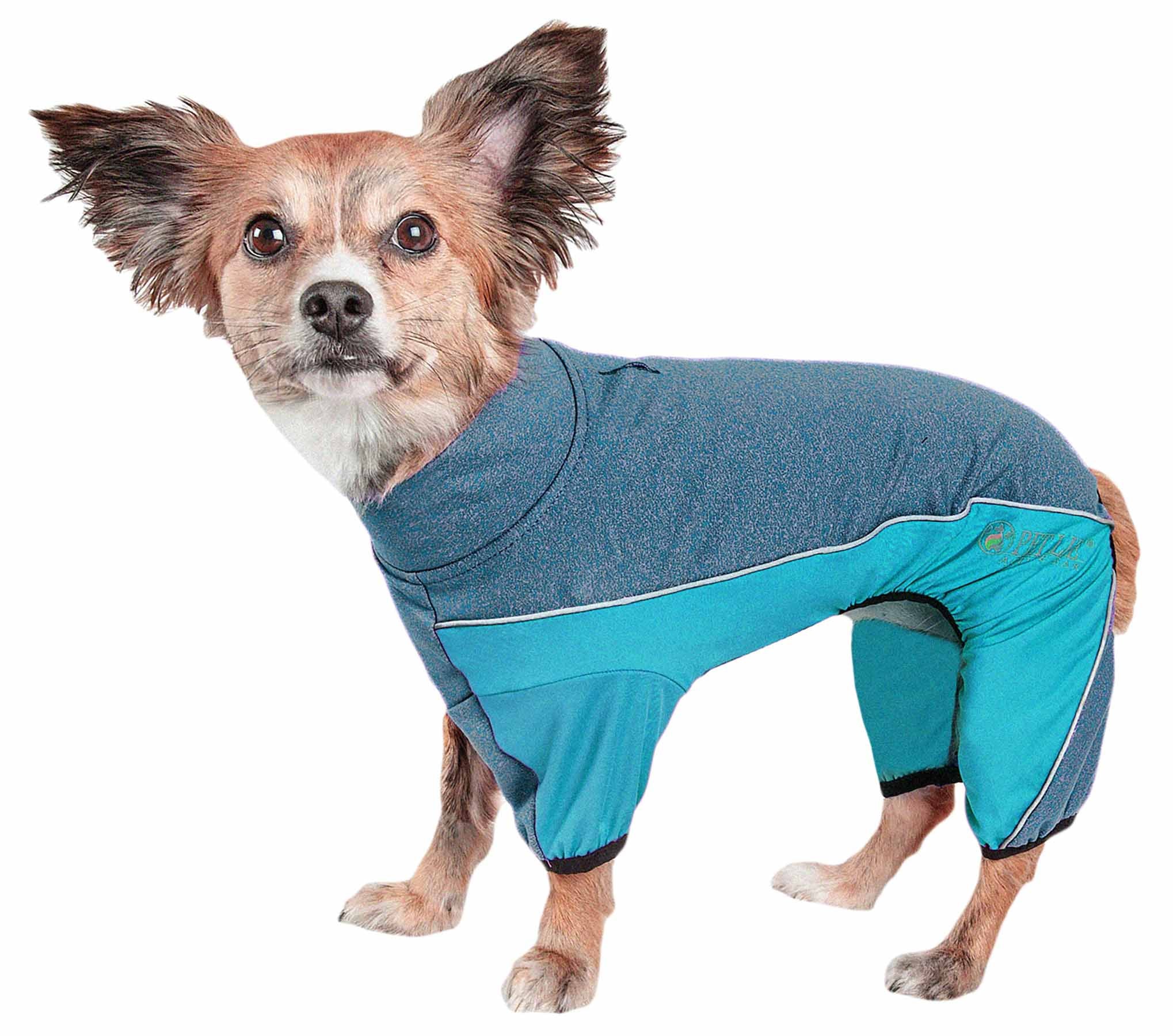 Pet Life Active 'Chase Pacer' Heathered Performance 4-Way Stretch Two-Toned Full Body Warm Up(D0102H70Wfv.)