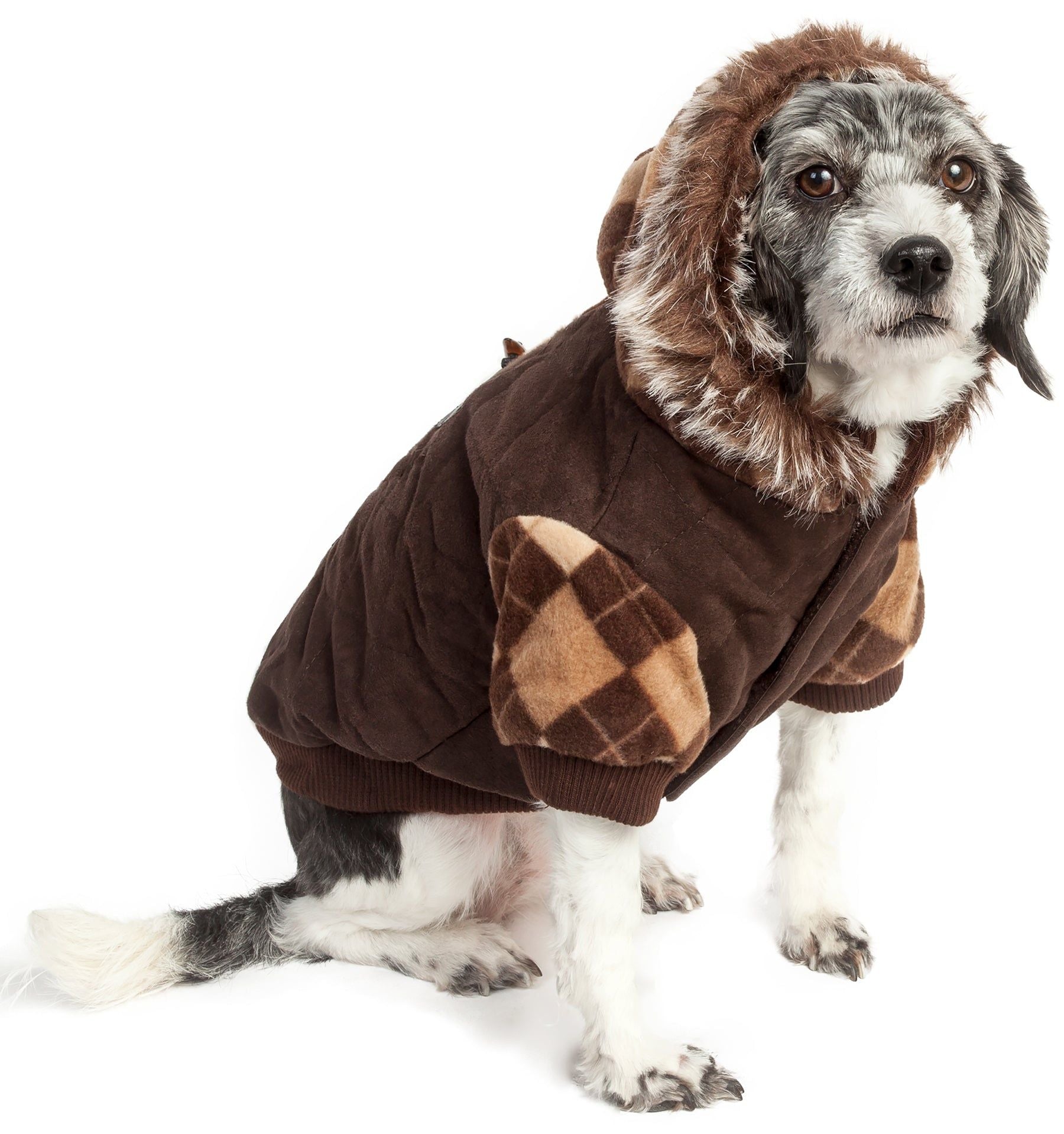 Designer Patterned Suede Argyle Sweater Pet Jacket(D0102H70XMU.)