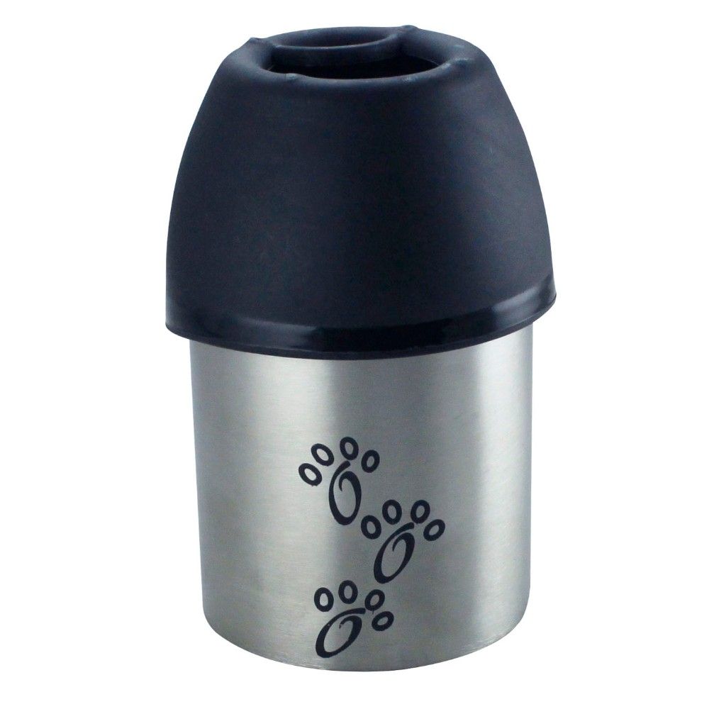 Plastic Fin Cap Pet Travel Water Bottle in Stainless Steel, Small, Silver and Black-Set of 12(D0102H7L7JU.)