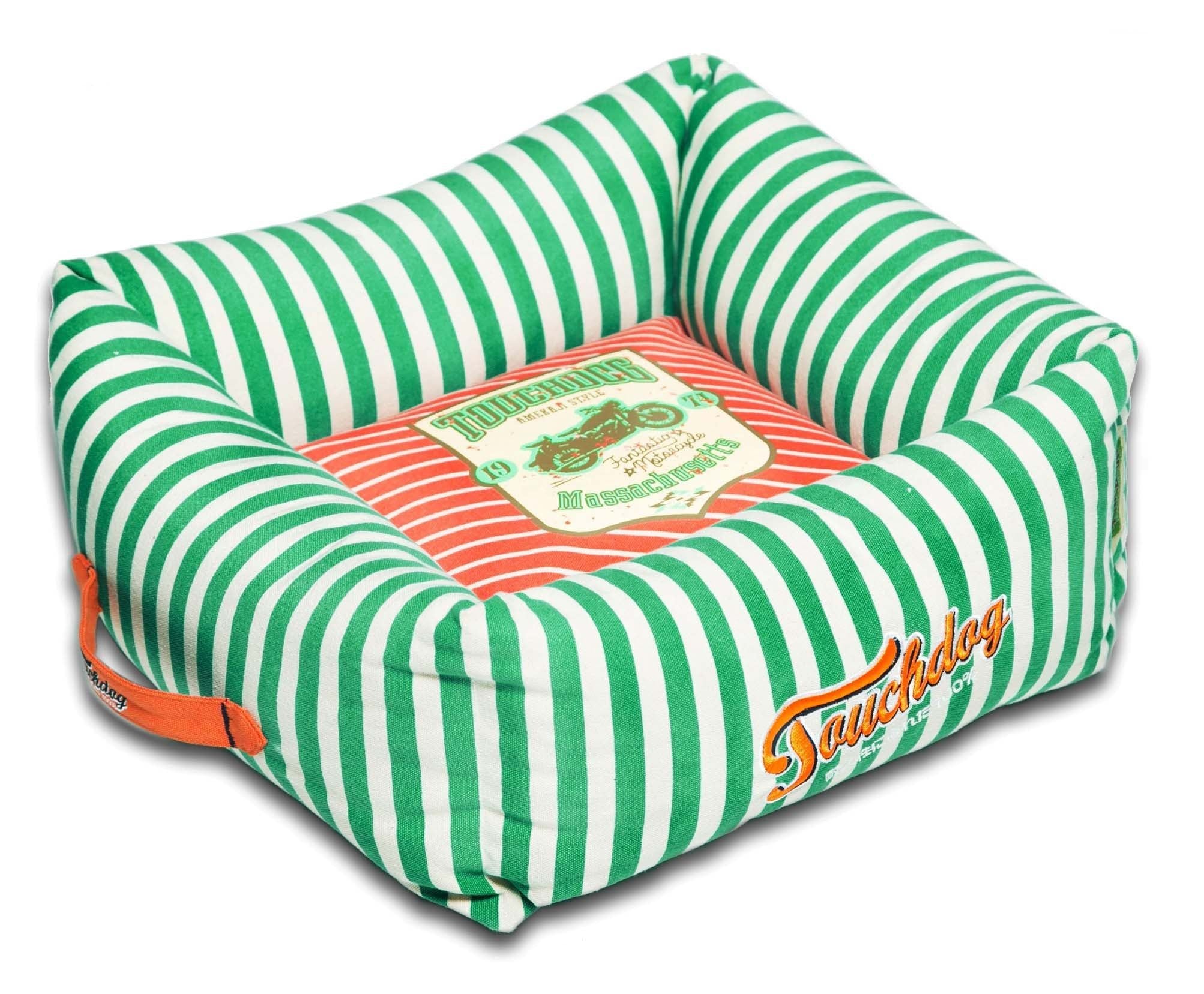 Touchdog Neutralstriped Ultraplush Easy Wash Squared Designer Dog Bed(D0102H7Ln07.)