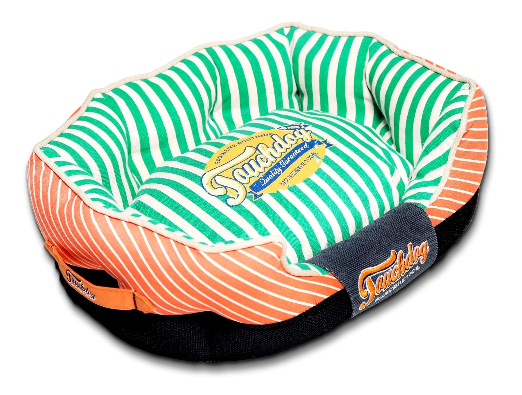 Touchdog Neutralstriped Ultraplush Rectangular Rounded Designer Dog Bed(D0102H7Lnqy.)