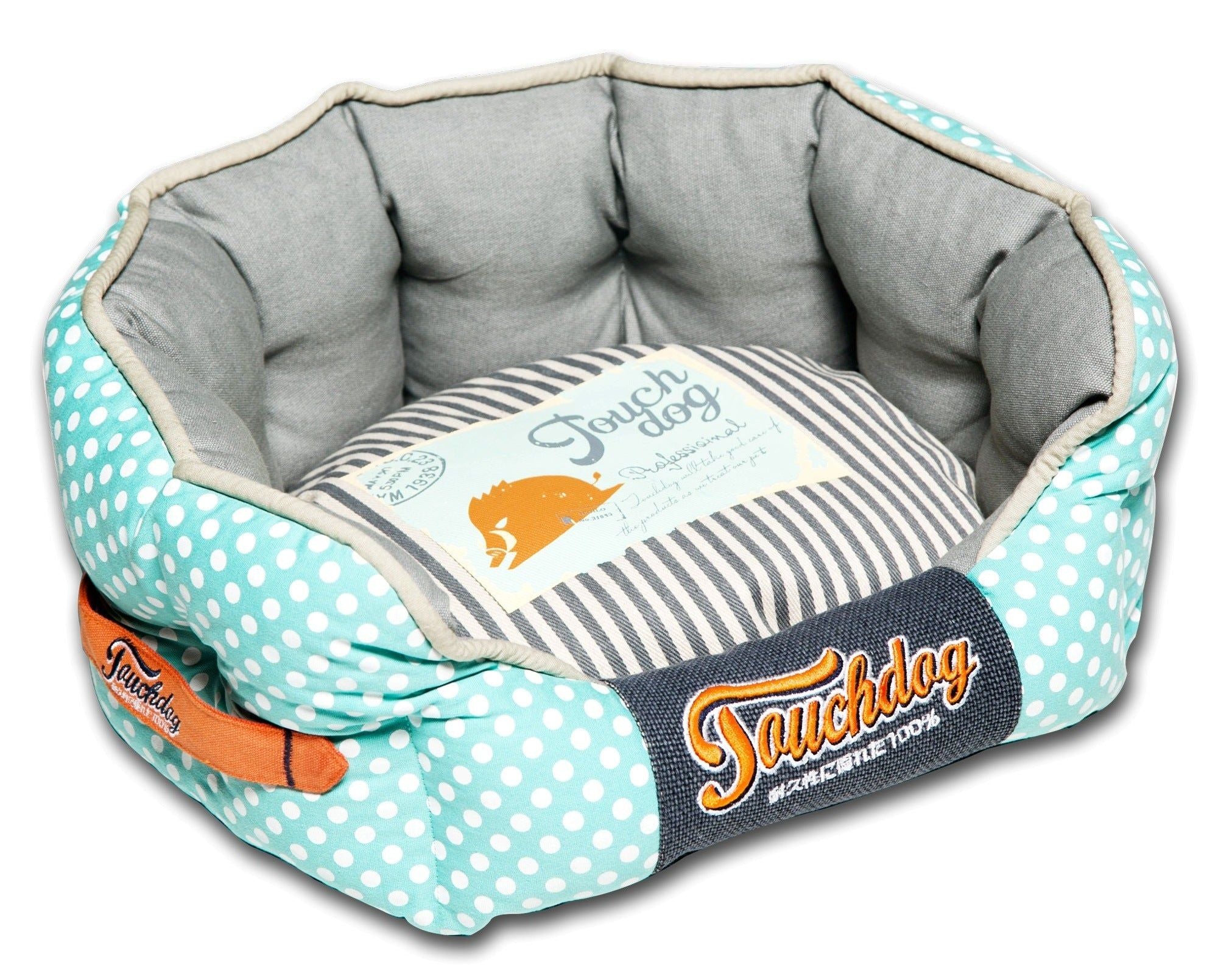 Touchdog Polkastriped Polo Rounded Fashion Dog Bed(D0102H7Lnvg.)