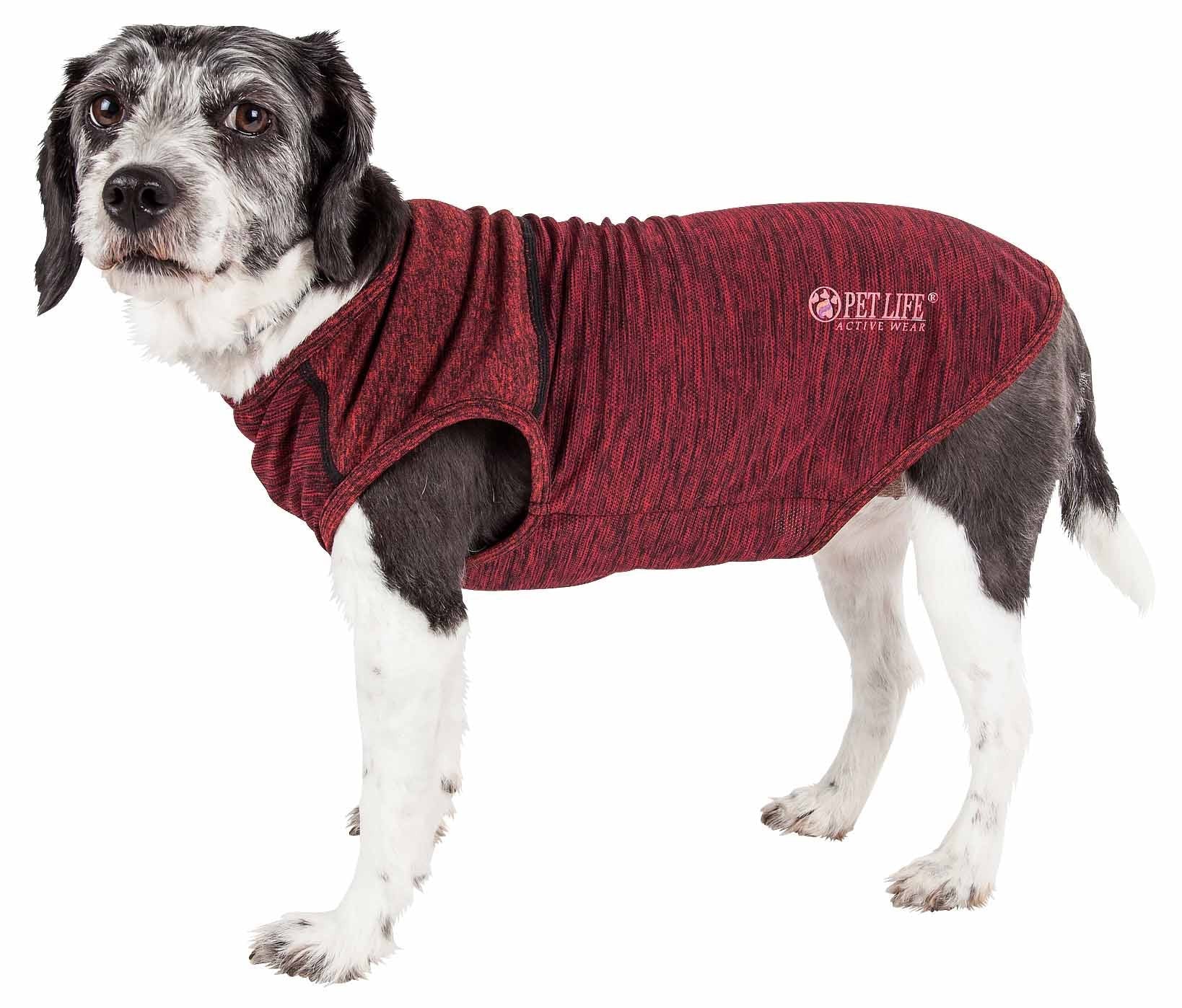 Pet Life Active 'Aero-Pawlse' Heathered Quick-Dry And 4-Way Stretch-Performance Dog Tank Top T-Shirt(D0102H7Lt3A.)