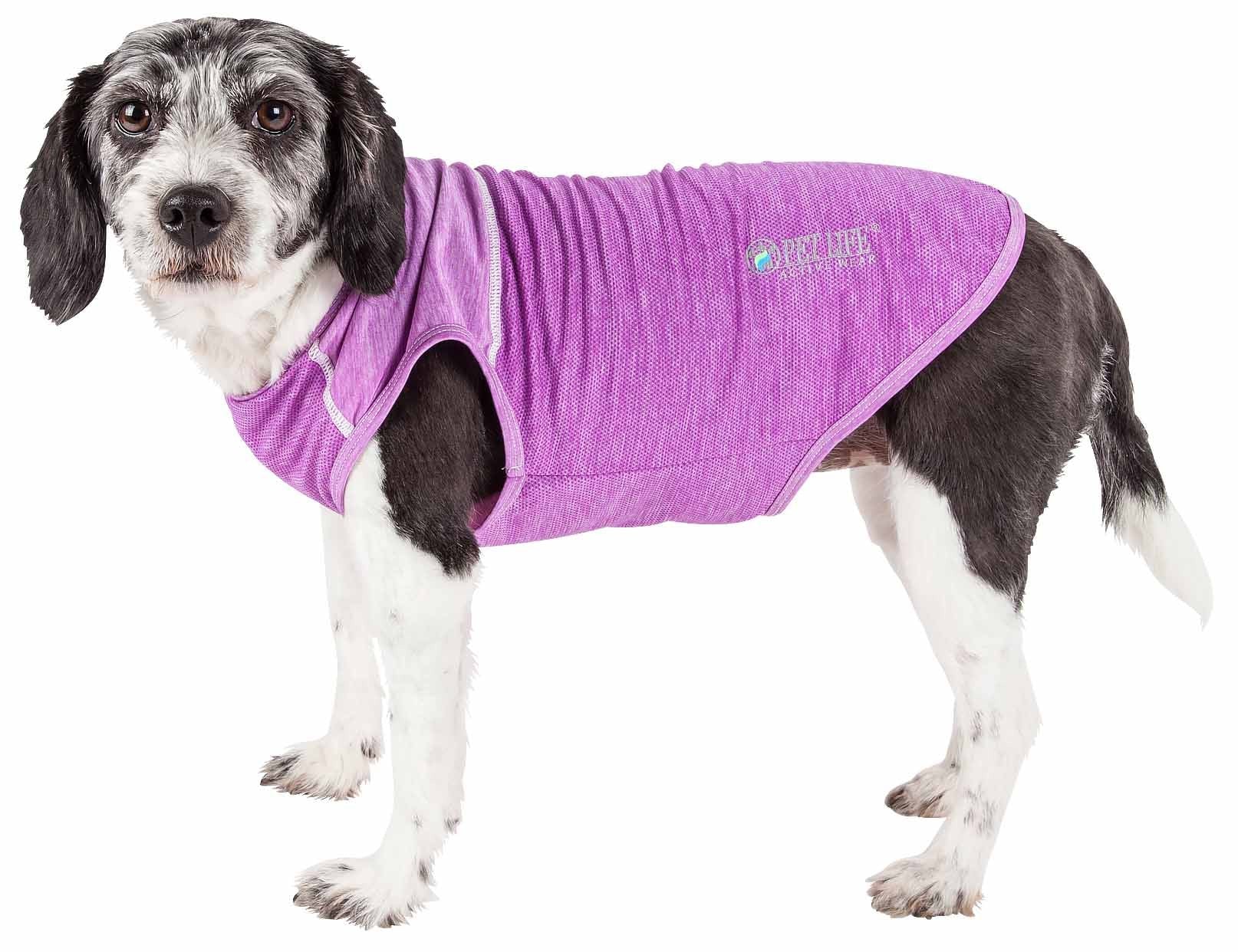 Pet Life Active 'Aero-Pawlse' Heathered Quick-Dry And 4-Way Stretch-Performance Dog Tank Top T-Shirt(D0102H7Lt8W.)