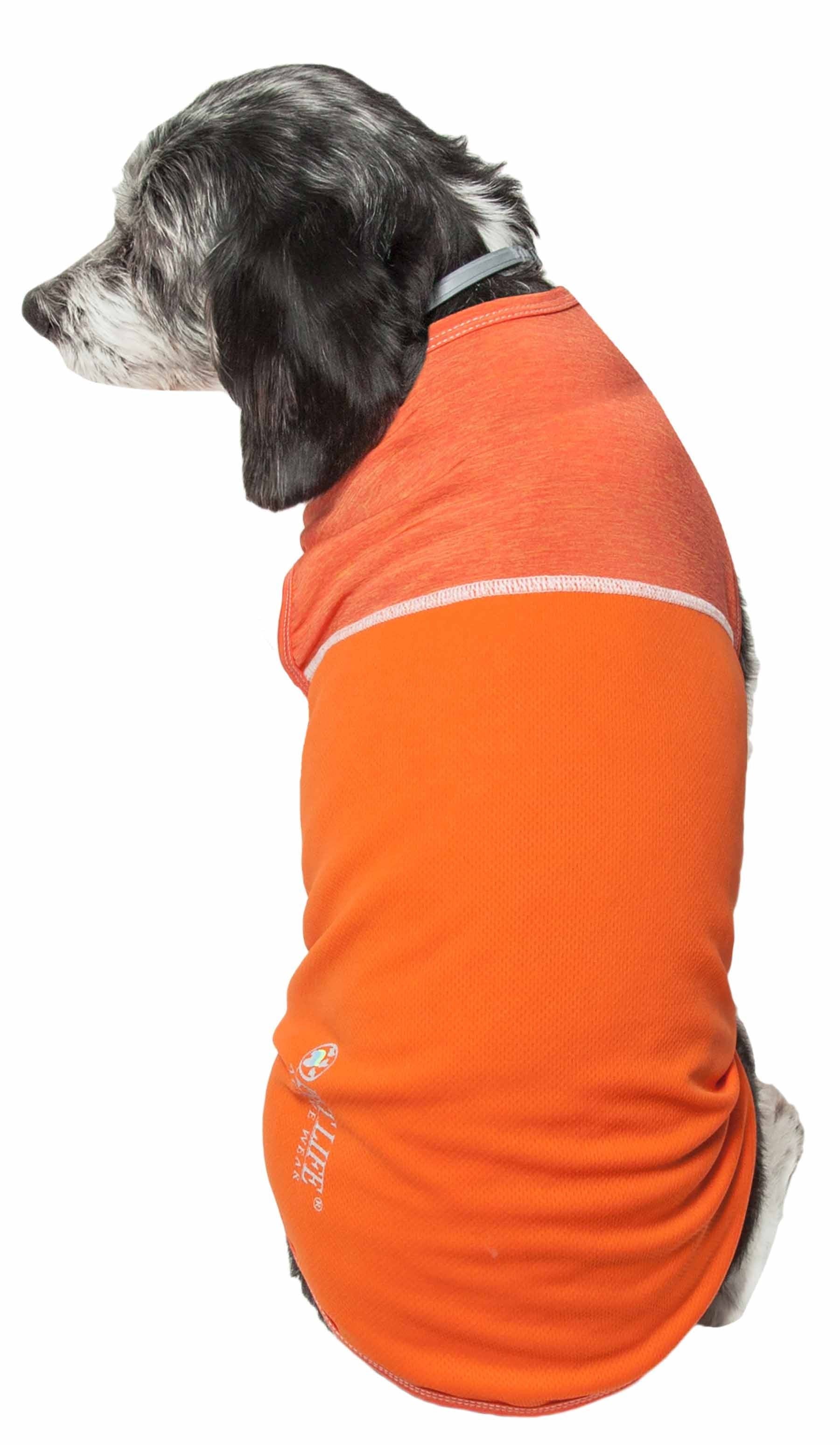 Pet Life ® Active 'Aero-Pawlse' Heathered Fitness And Yoga Dog T-Shirt Tank Top - Performance Pet T-Shirt With 4-Way-Stretch And Quick-Dry Technology - Summer Dog Clothes With Added Reflective Safety