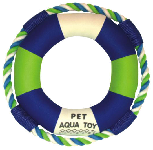 Pet Life Life Raver Rounded Squeaking And Jute Rope Floating Dog Toy, Blue