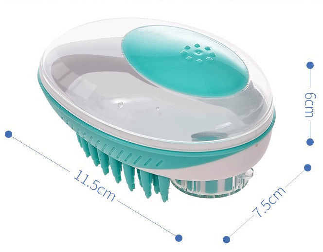 Pet Life 'Swasher' Green Shampoo Dispensing, All-in-One Pet Grooming Brush: Massage, Bath & De-Tangle for Dogs & Cats
