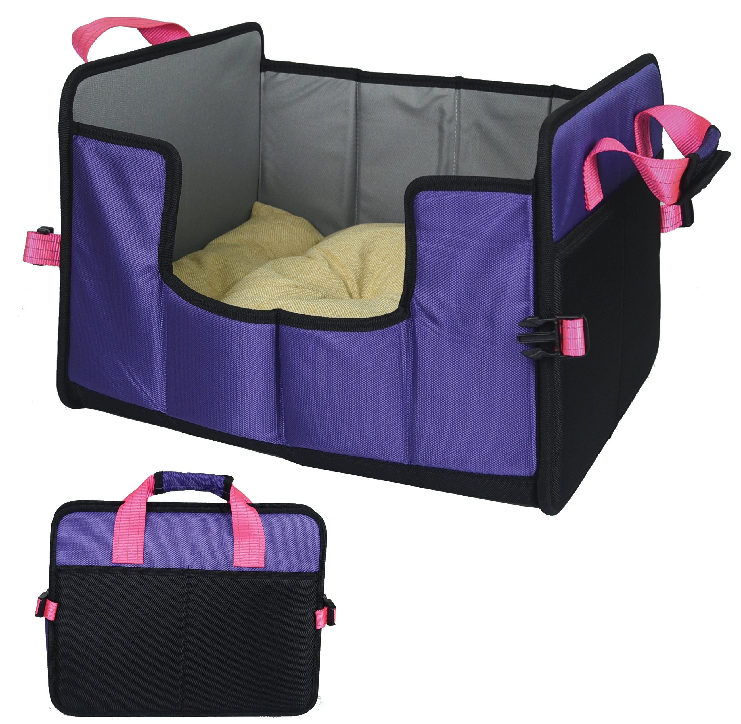 Pet Life Travel-Nest Folding Travel Cat and Dog Bed, LG, Purple