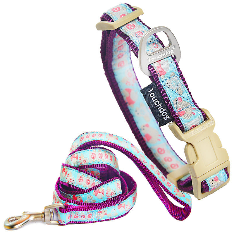 Touchdog  Avery Patterned Tough Stitched Embroidered Collar and Leash(D0102HAXSY7.)