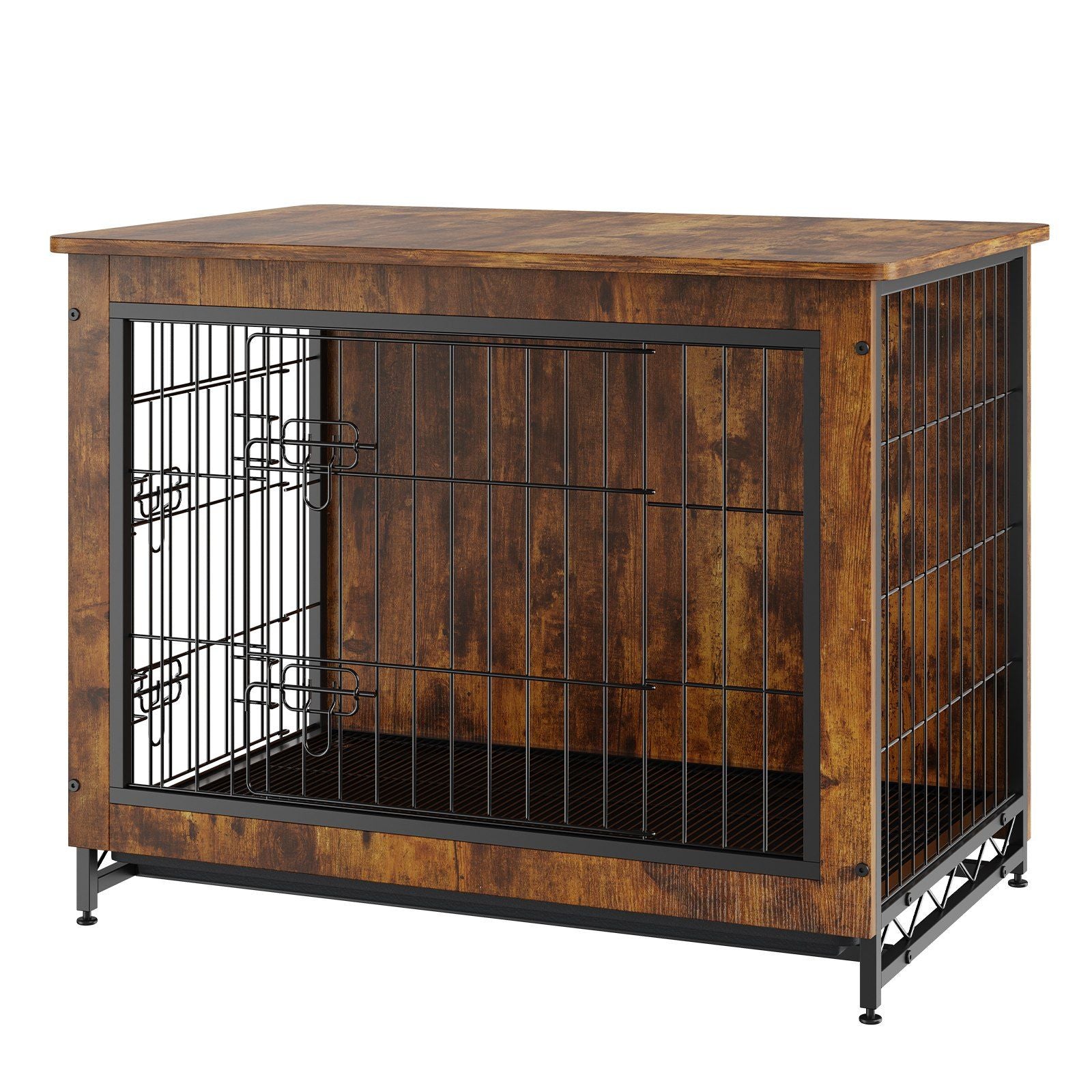 VEVOR Dog Crate Furniture, 32 inch Wooden Dog Crate with Double Doors, Heavy-Duty Dog Cage End Table with Multi-Purpose Removabl
