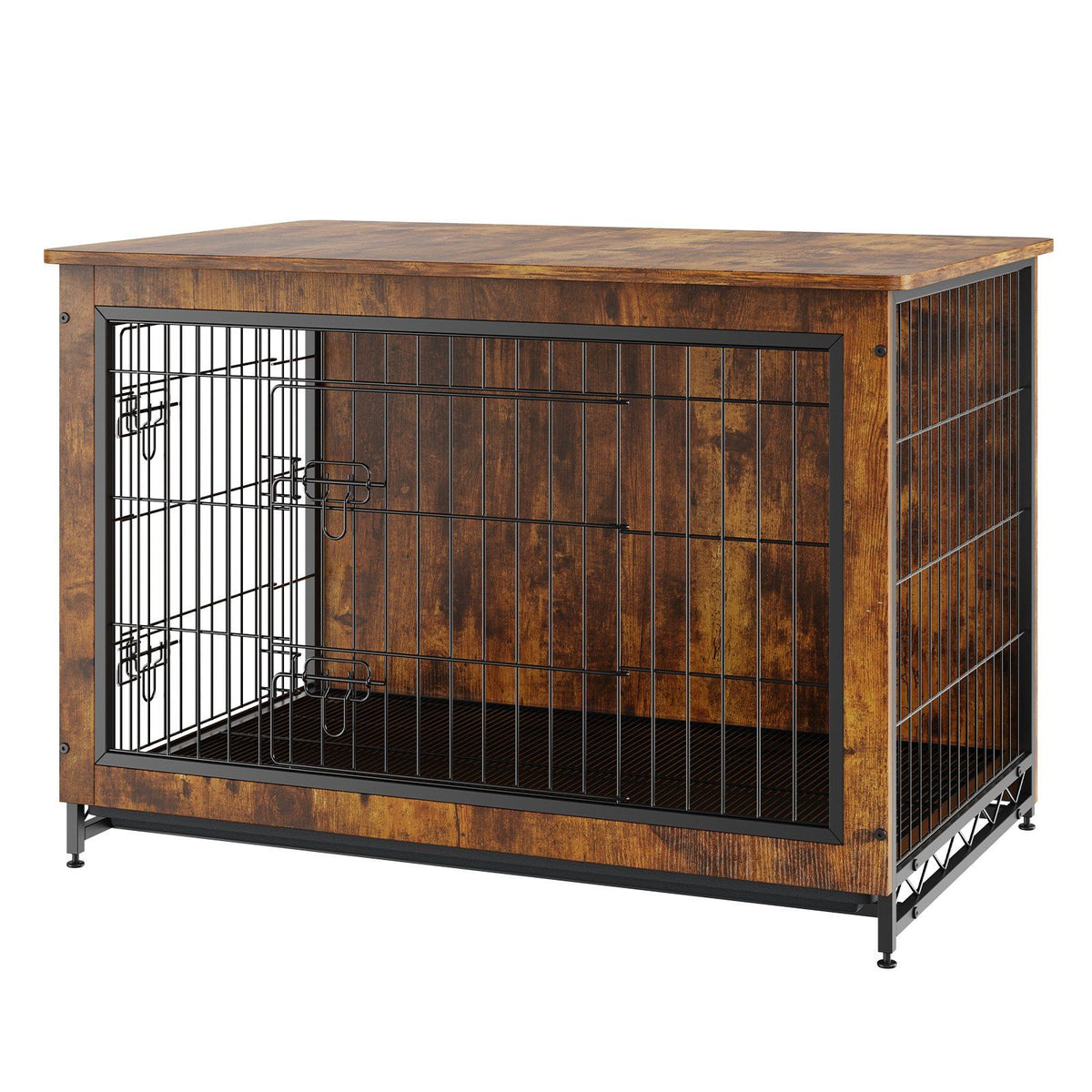 VEVOR Dog Crate Furniture, 38 inch Wooden Dog Crate with Double Doors, Heavy-Duty Dog Cage End Table with Multi-Purpose Removabl