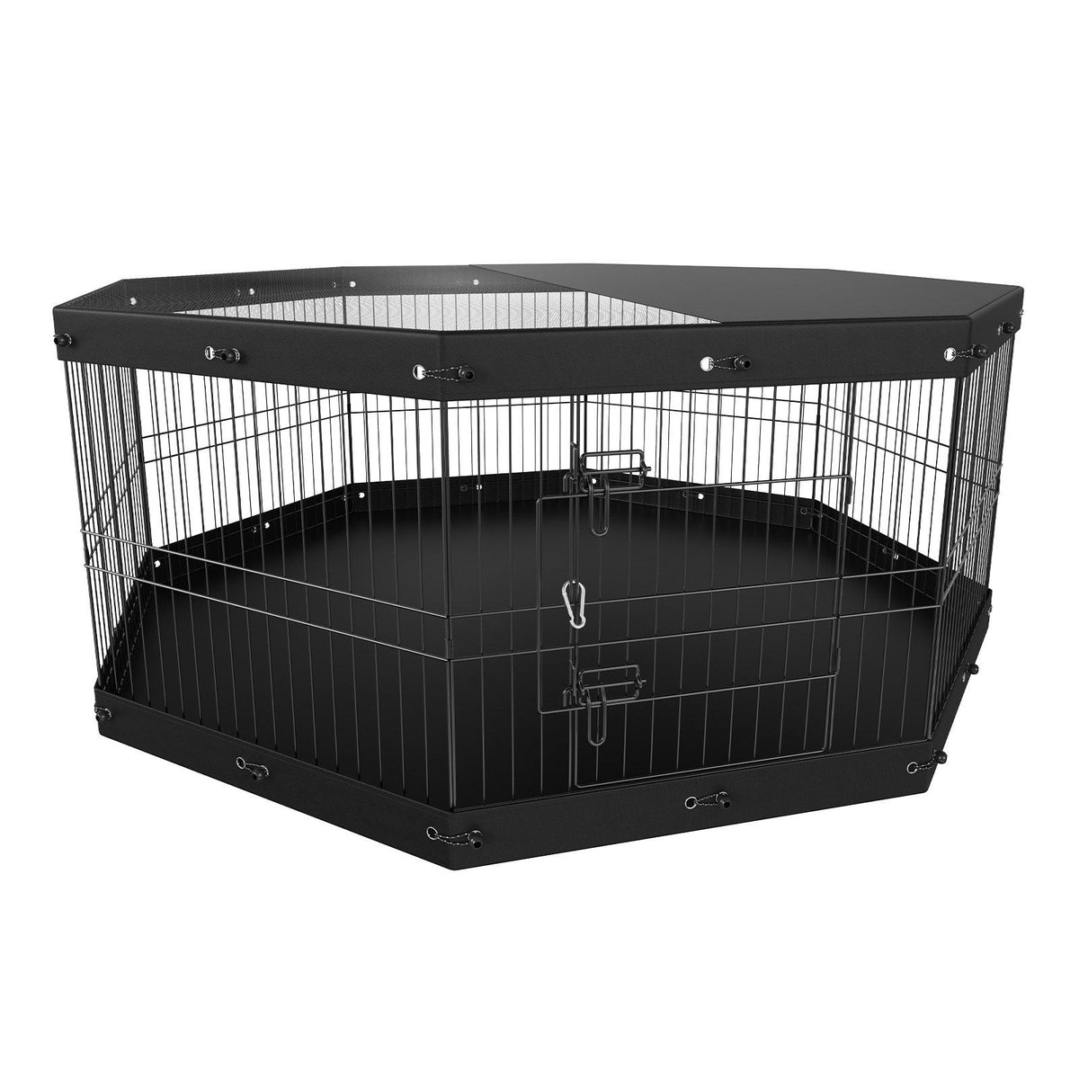 VEVOR Dog Playpen, 8 Panels Foldable Metal Dog Exercise Pen with Top Cover and Bottom Pad, 24 H Pet Fence Puppy Crate Kennel, In