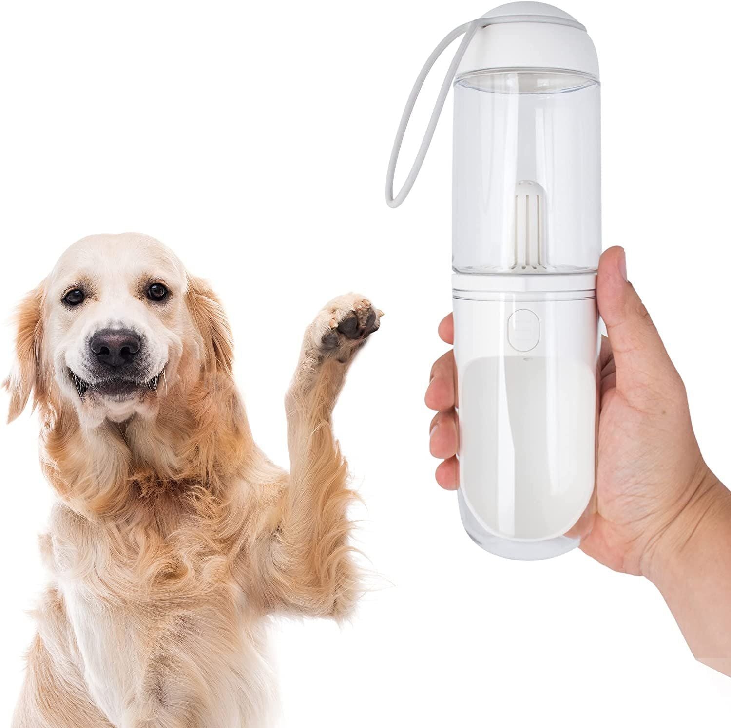 Abc Pack & Supply Portable Dog Water Bottle Dispenser 12 Oz, 11.8 X 7.9 X 9.2 Inch. Pet Water Bottles For Dogs On Walks. Abs Dog Travel Water Bottle With Silicone Strap & Cotton Filter