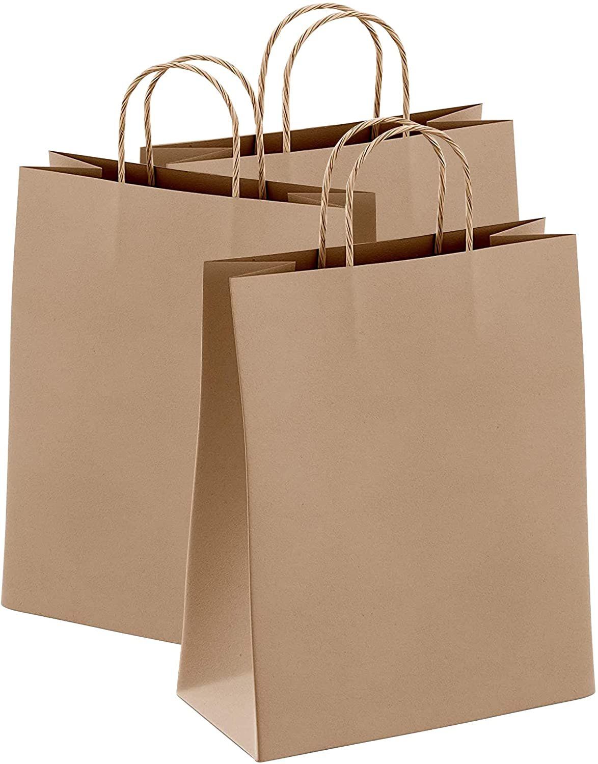 PUREVAcY Brown Kraft Paper Bags 8 x 475 x 105 in Bulk Pack of 400 Small Favor Shopping Bags with Handles craft Recycled Paperbag