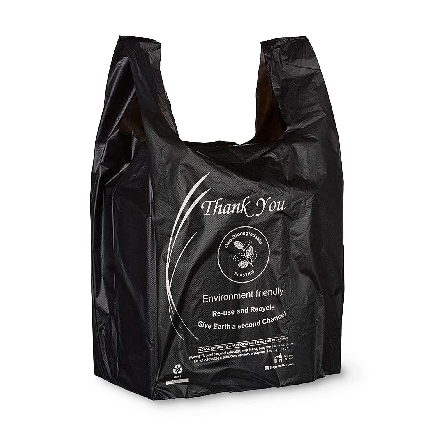 Pack of 700 Thank You Plastic Bags 12 x 6 x 22 White carry-Out T-Shirt Bags 12x6x22 Thickness 18 Micron Preprinted Shopping Bags