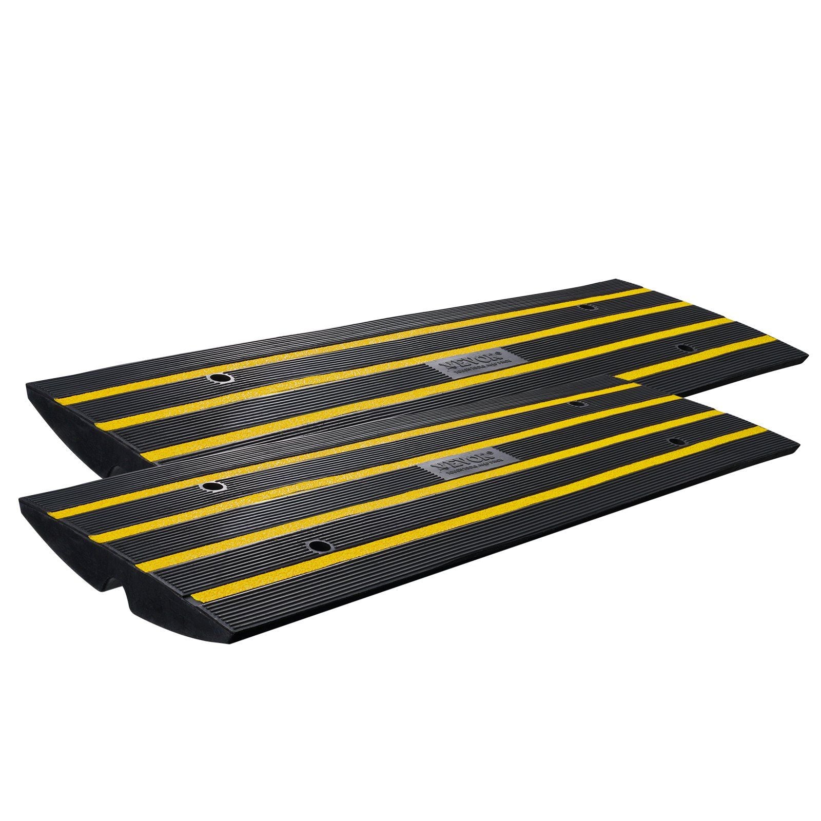 VEVOR Rubber Curb Ramp for Driveway 2 Pack, 15T Heavy Duty Sidewalk Curb Ramp, 2.6 Rise Height Cable Cover Curbside Bridge Ramp 