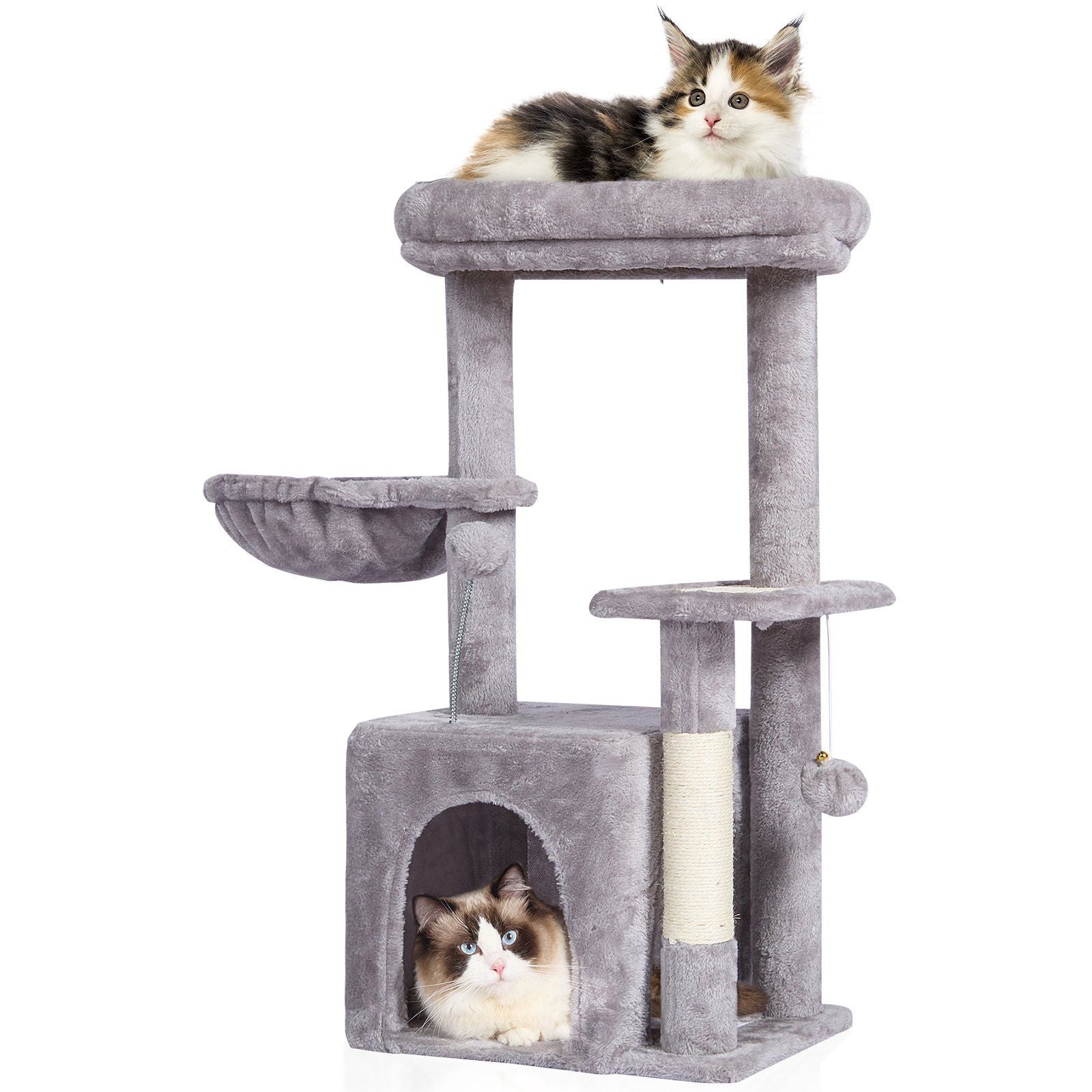 VEVOR Cat Tree 31.4 Cat Tower with Cat Condo Sisal Scratching Post Light Grey
