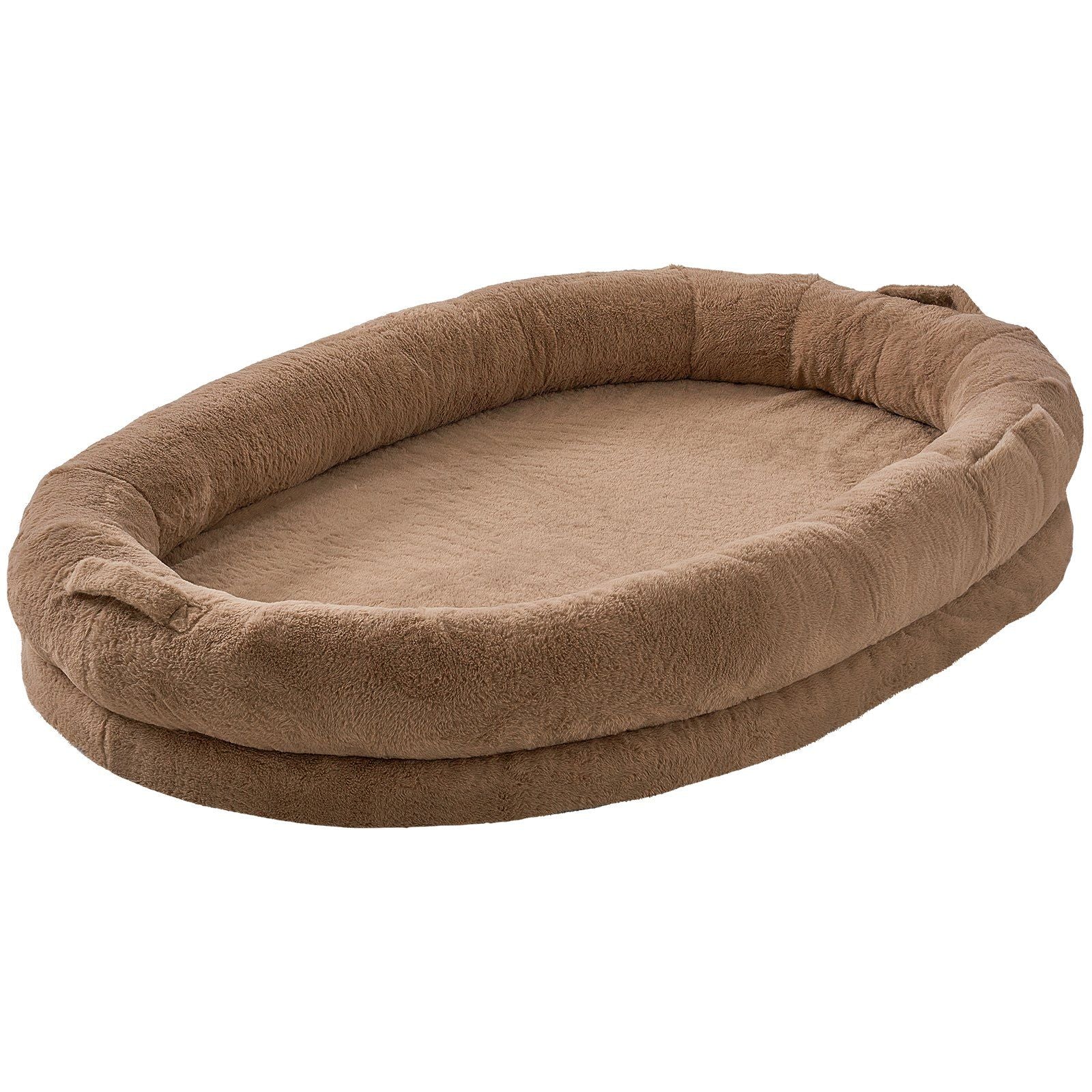 Vevor Human Dog Bed, 72'X48'X10' Human Dog Bed For Adult, Human Size Dog Bed With Washable Faux Rabbit Fur Cover, Egg Orthopedic Foam, Storage Pocket, Large Dog Bean Bed, Brown
