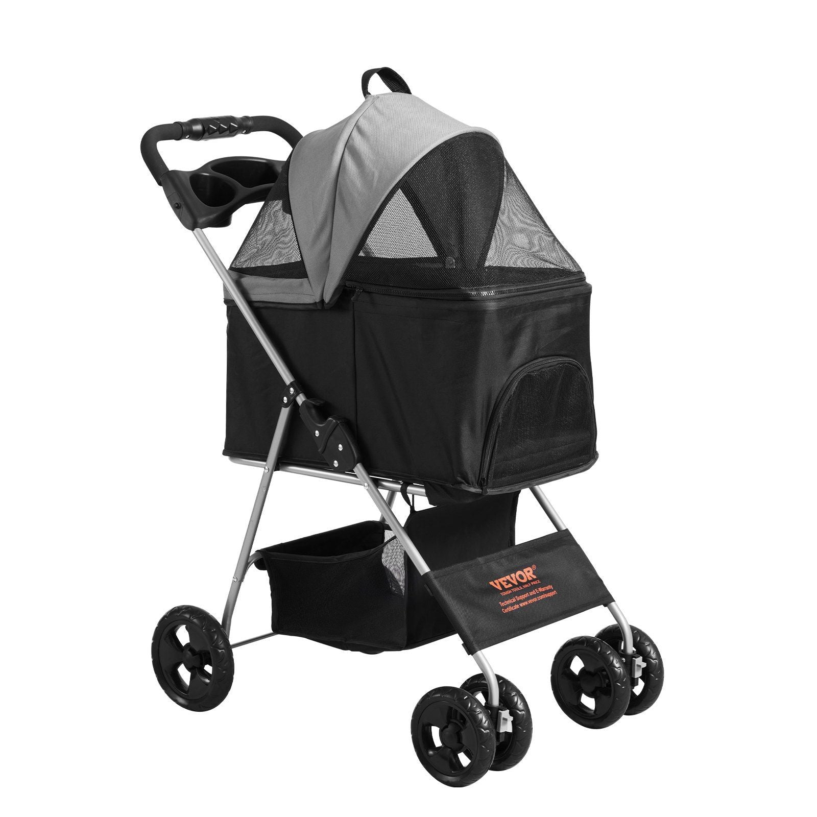 VEVOR Pet Stroller, 4 Wheels Dog Stroller Rotate with Brakes, 35lbs Weight Capacity, Puppy Stroller with Detachable Carrier, Sto