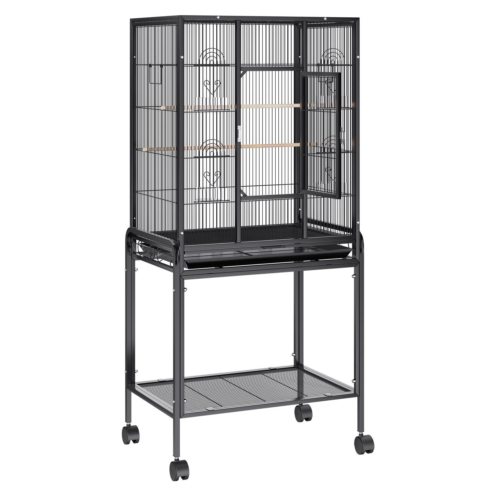 VEVOR 54 inch Standing Large Bird Cage, Carbon Steel Flight Bird Cage for Parakeets, Cockatiels, Parrots, Macaw with Rolling Sta