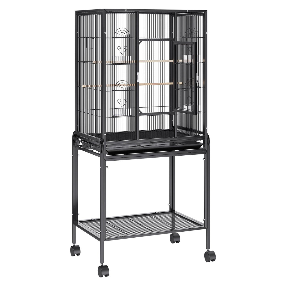 VEVOR 54 inch Standing Large Bird Cage, Carbon Steel Flight Bird Cage for Parakeets, Cockatiels, Parrots, Macaw with Rolling Sta