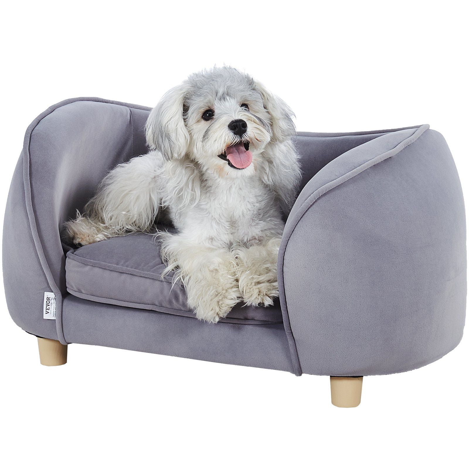 Vevor Pet Sofa, Dog Couch For Small Dogs And Cats, Soft Velvety Dog Sofa Bed, 30 Lbs Loading Cat Sofa, Dark Grey