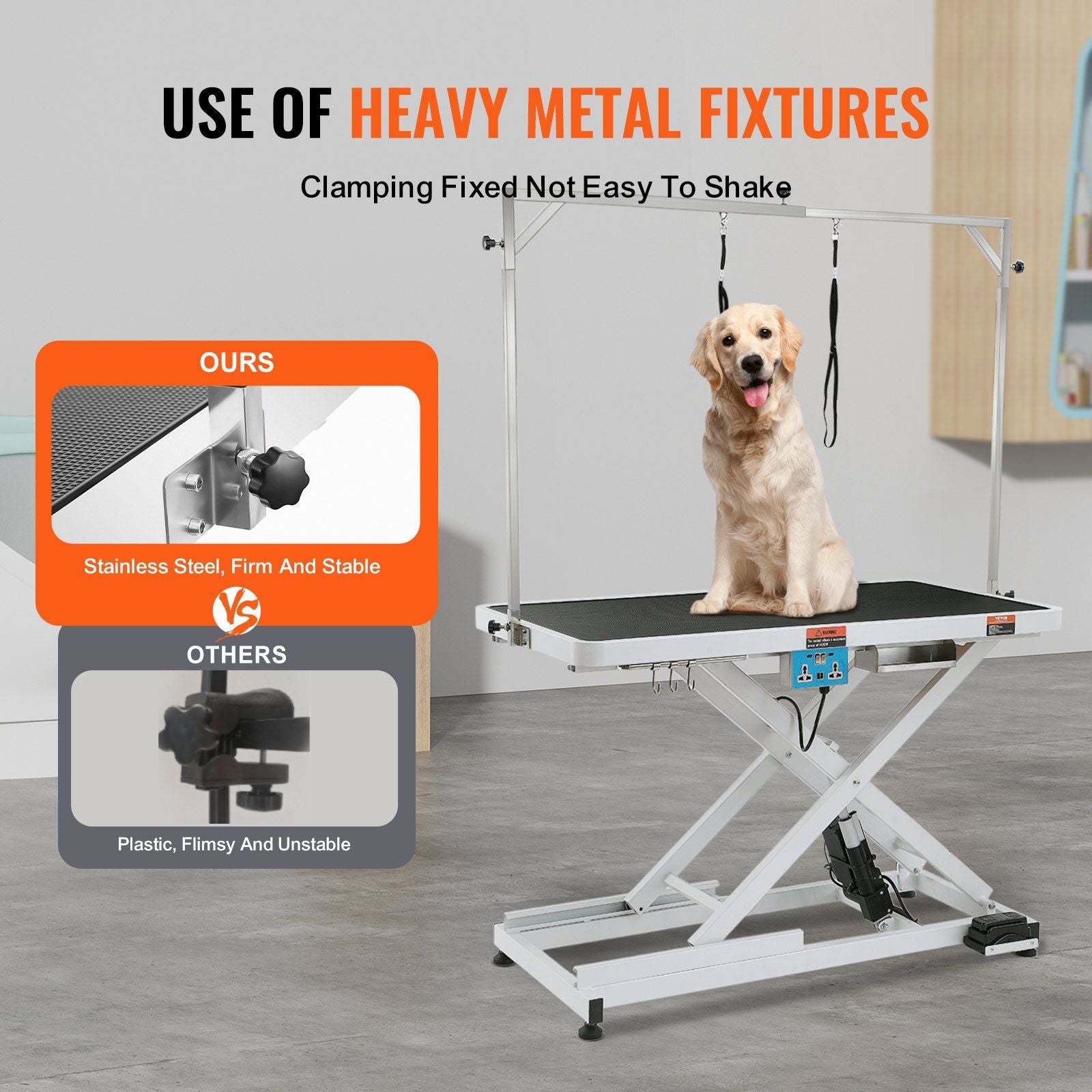 VEVOR Electric Pet Grooming Table, Heavy Duty, Height Adjustable, 50", Max 400LBS Capacity, Anti-Slip Top, Model LZGT-301-U