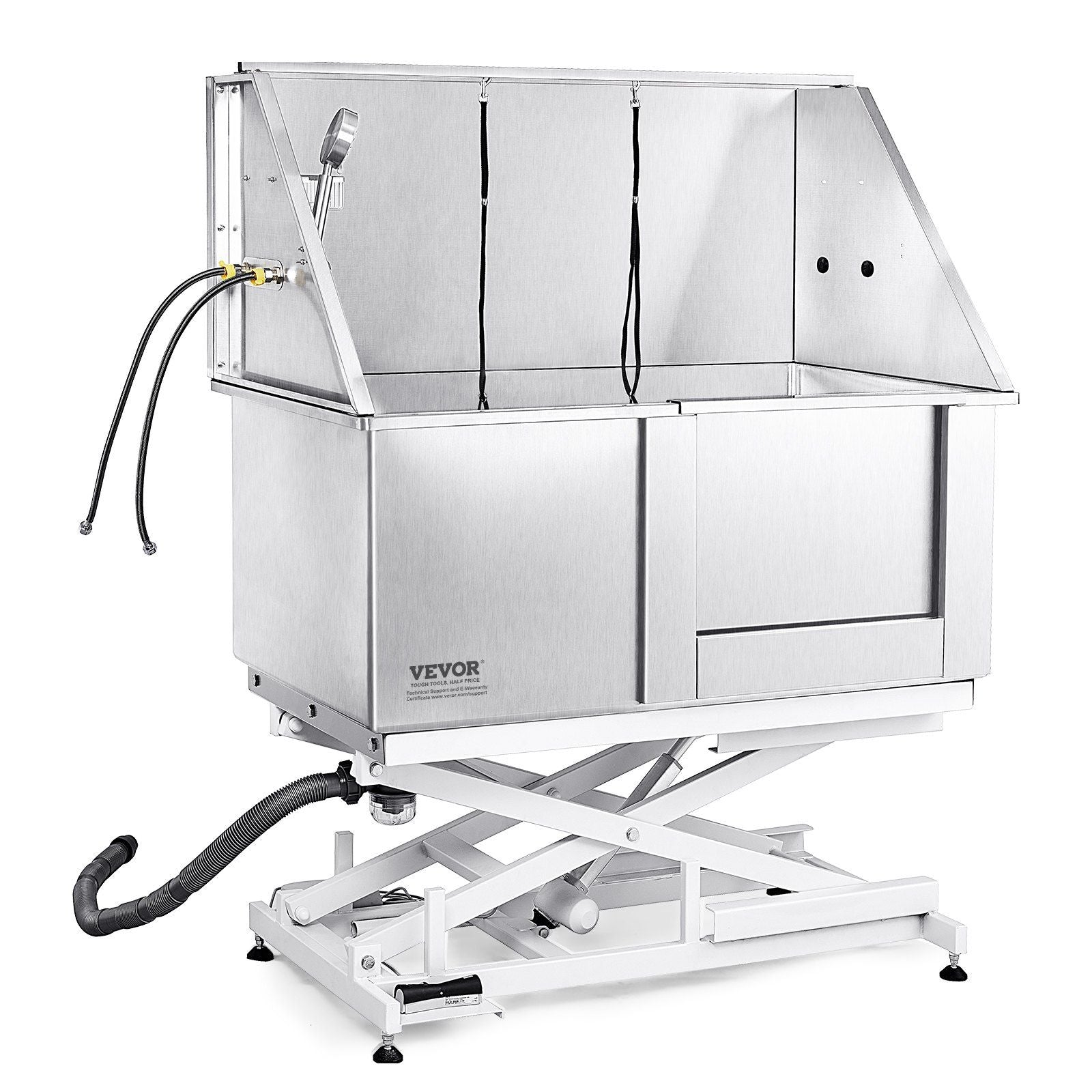 VEVOR 50 Pet Dog Bathing Station Electric Height Adjustment, Professional Stainless Steel Dog Grooming Tub w/ Soap Box, Faucet,R