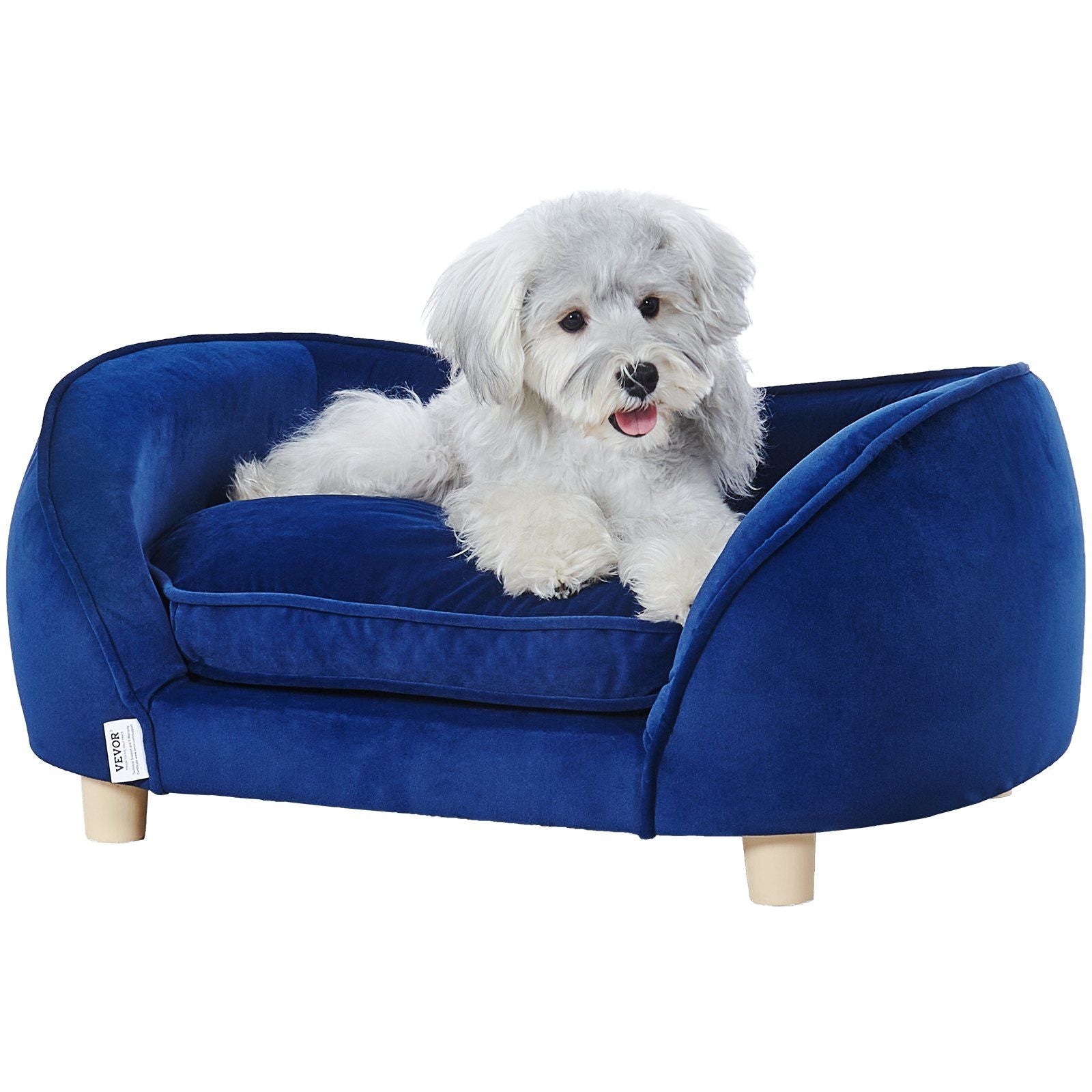 Vevor Pet Sofa, Dog Couch For Small Dogs And Cats, Soft Velvety Dog Sofa Bed, 35 Lbs Loading Cat Sofa, Dark Blue