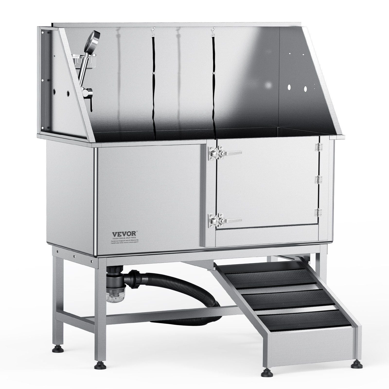 VEVOR 50 Pet Dog Bathing Station w/Ramp, Professional Stainless Steel Dog Grooming Tub w/ Soap Box, Faucet,Rich Accessory, Dog B
