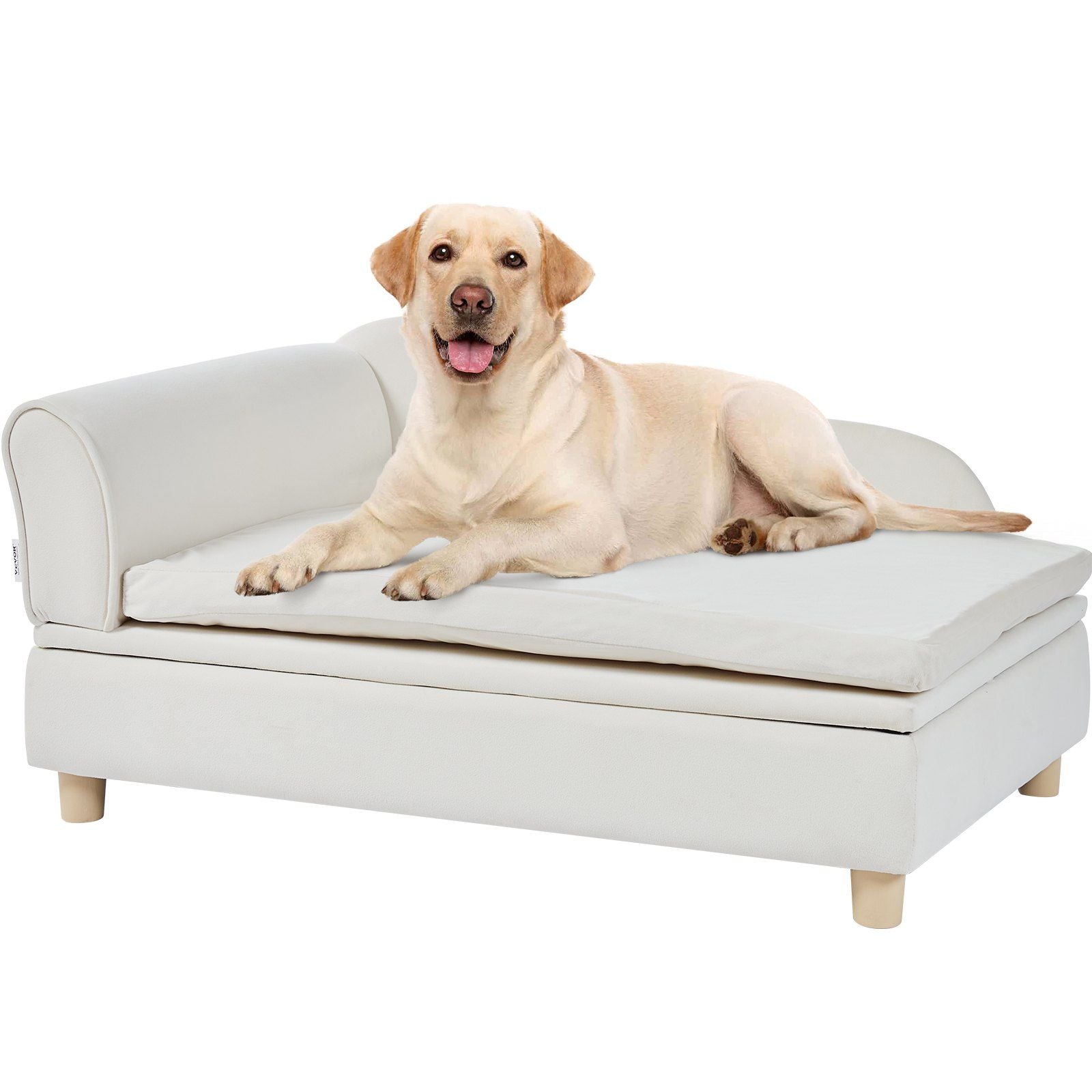 Vevor Pet Sofa, Dog Couch For Large-Sized Dogs And Cats, Soft Velvety Dog Sofa Bed, 60 Lbs Loading Cat Sofa, White