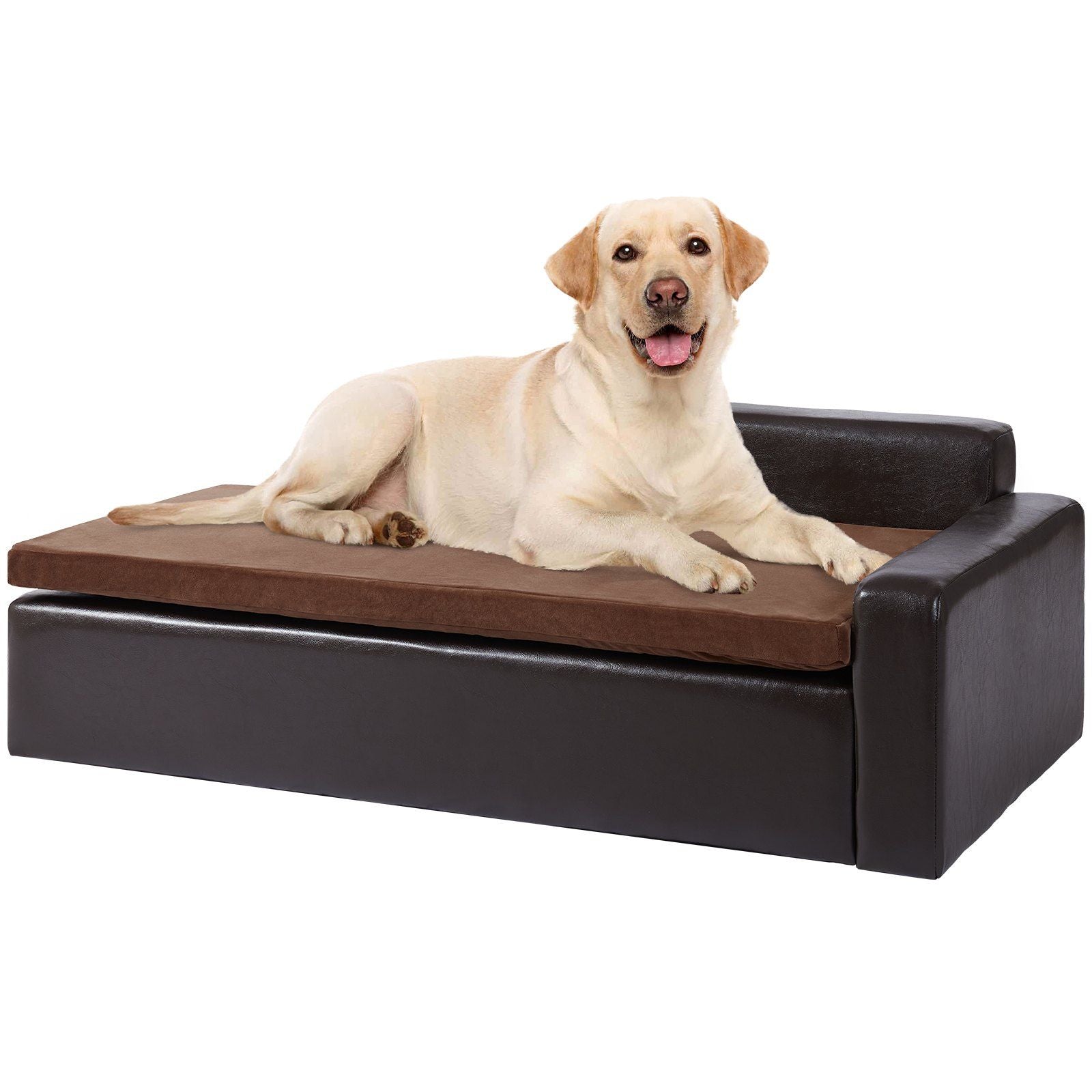 Vevor Pet Sofa, Dog Couch For Small-Sized Dogs And Cats, Soft Leather Dog Sofa Bed, 60 Lbs Loading Cat Sofa, Black