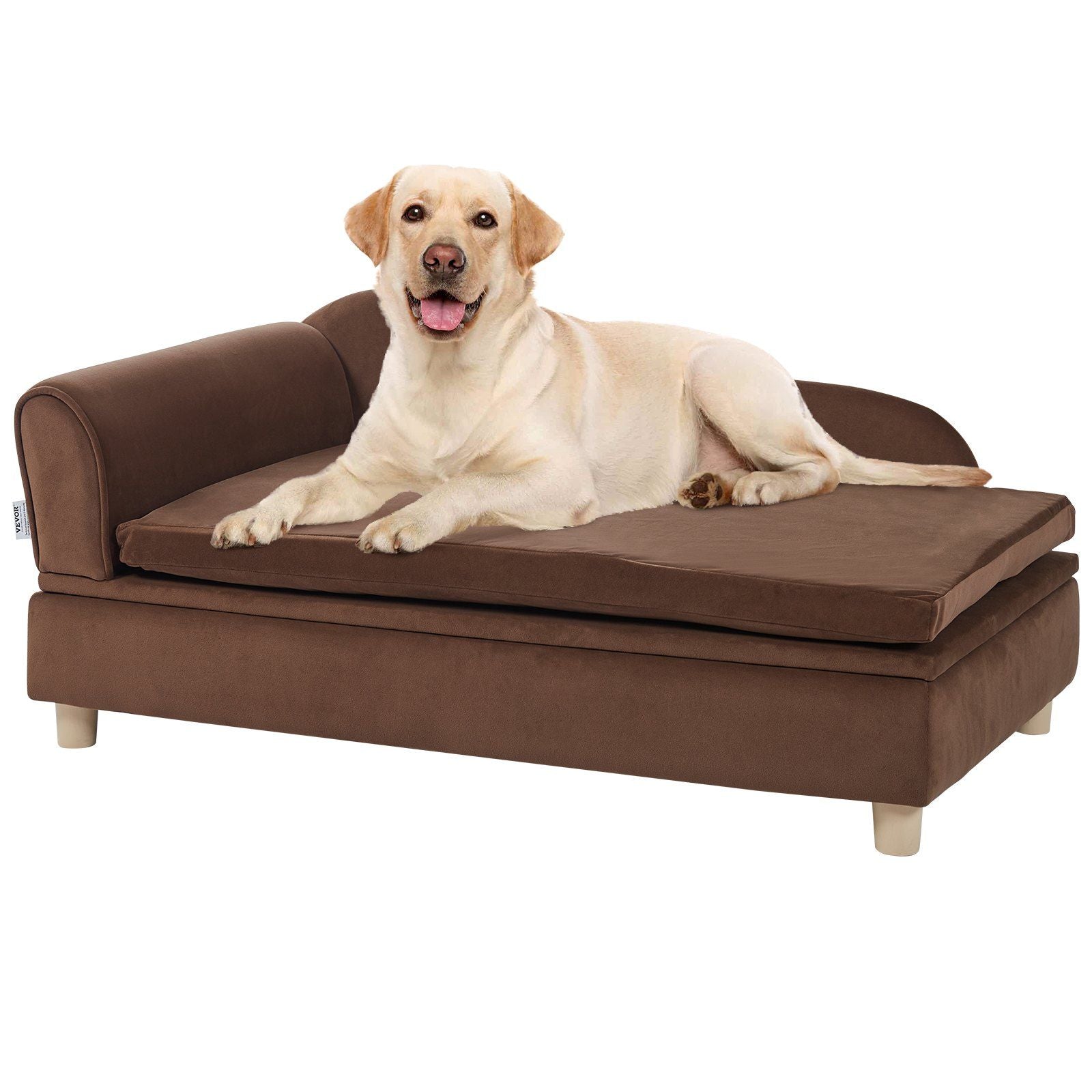 Vevor Pet Sofa, Dog Couch For Small-Sized Dogs And Cats, Soft Velvety Dog Sofa Bed, 60 Lbs Loading Cat Sofa, Dark Brown