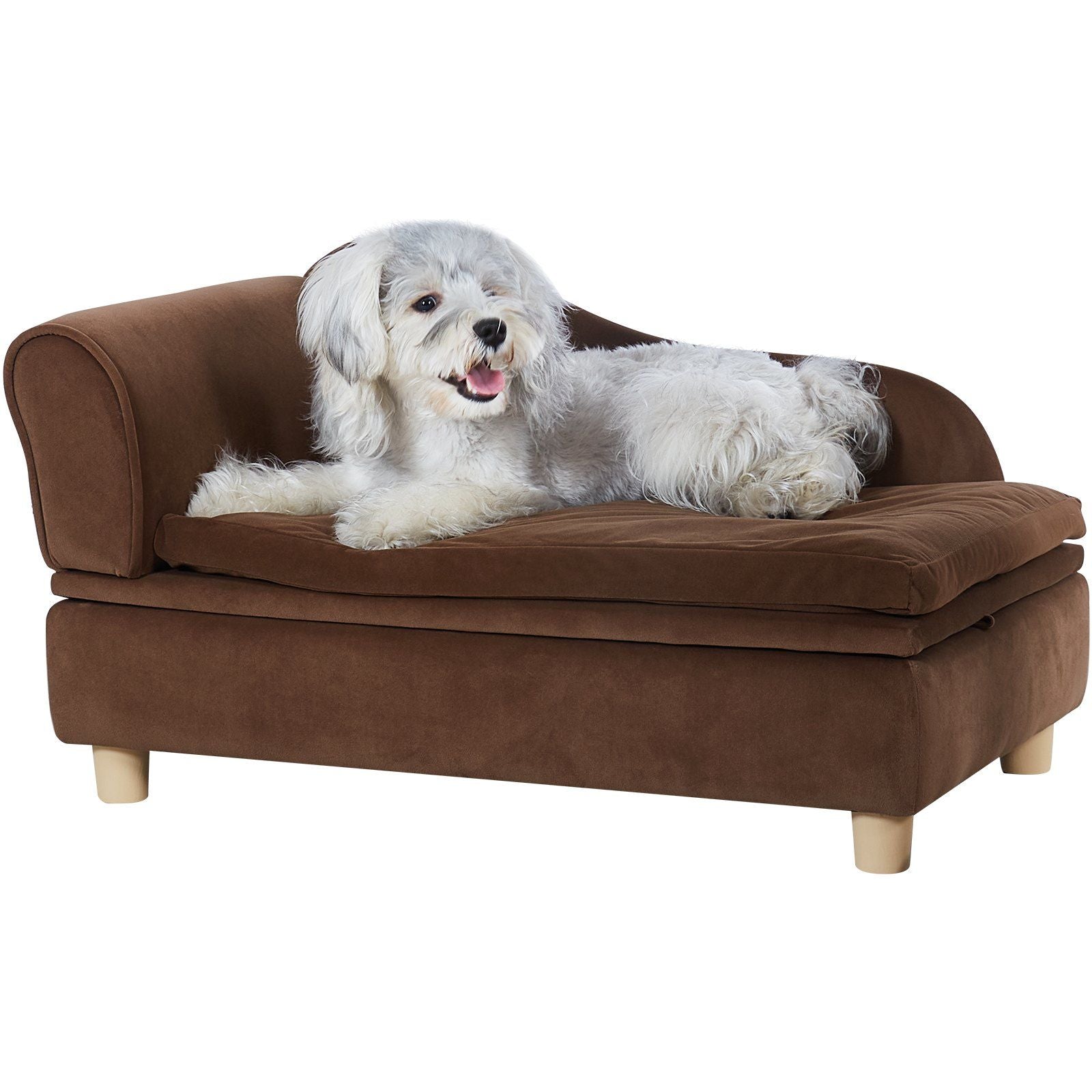 Vevor Pet Sofa, Dog Couch For Medium-Sized Dogs And Cats, Soft Velvety Dog Sofa Bed, 60 Lbs Loading Cat Sofa, Dark Brown