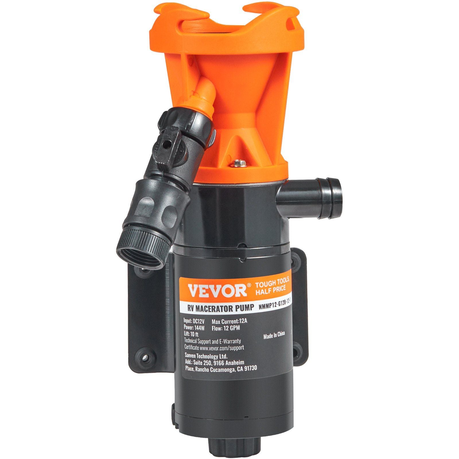 VEVOR RV Portable Macerator Pump, 12V, 12GMP Quick Release RV Waste Pump, RV Sewage Sewer Pump with Detachable Quick Connection 
