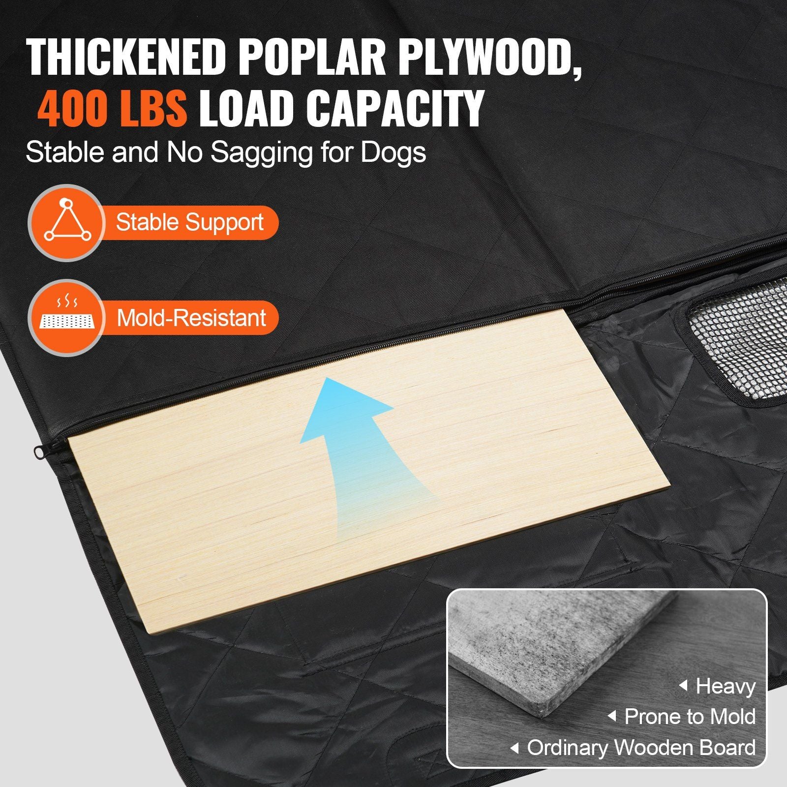 Vevor Dog Car Seat Cover For Back Seat, 54 X 26.5 In Waterproof, 600D Heavy Duty Pet Car Seat Protectors With Mesh Window And Storage Pocket, Scratchproof Soft Backseat Dog Hammock Mat For Suv