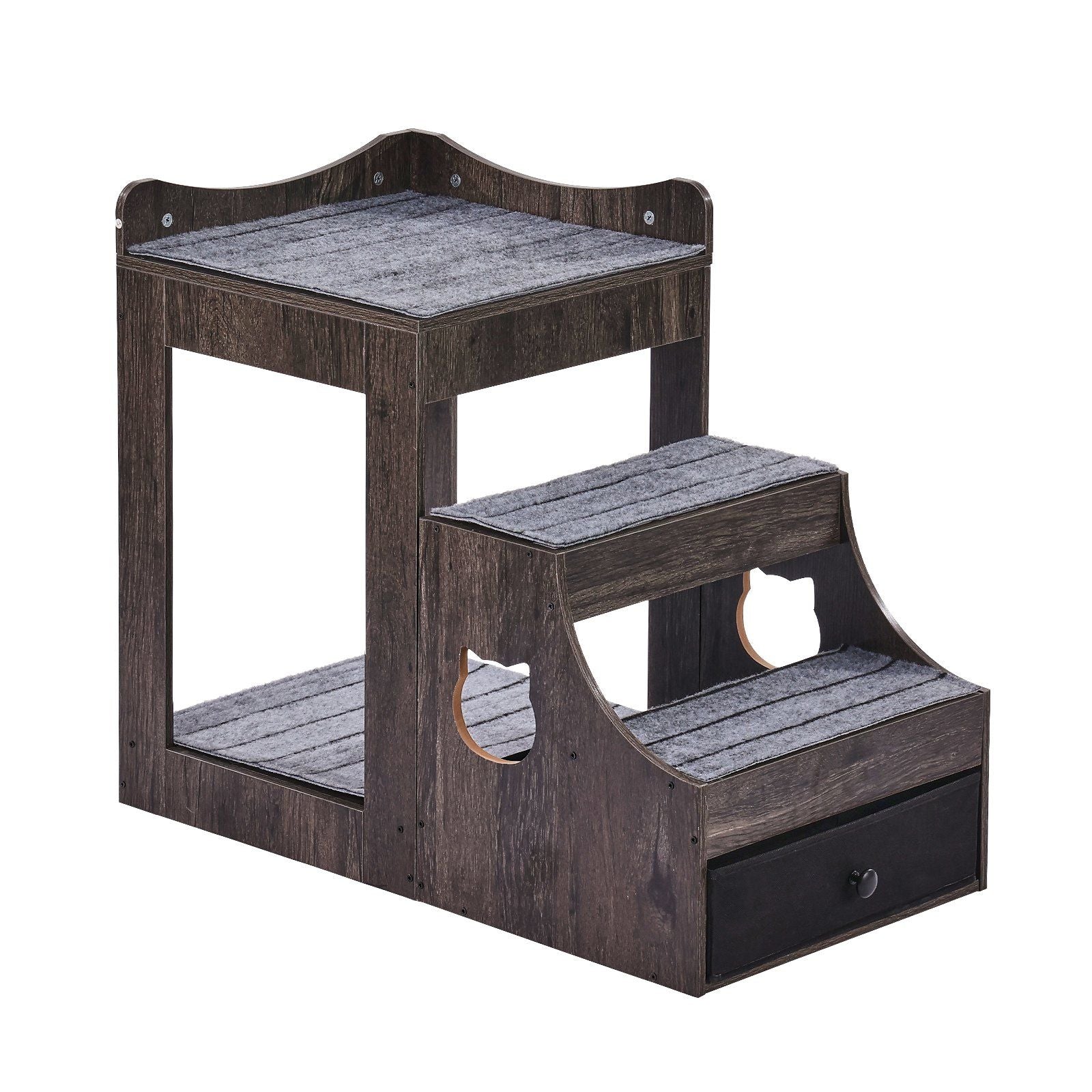 VEVOR Pet Bunk Bed with Stairs Dog/Cat Window Perch with Storage Indoor Gray