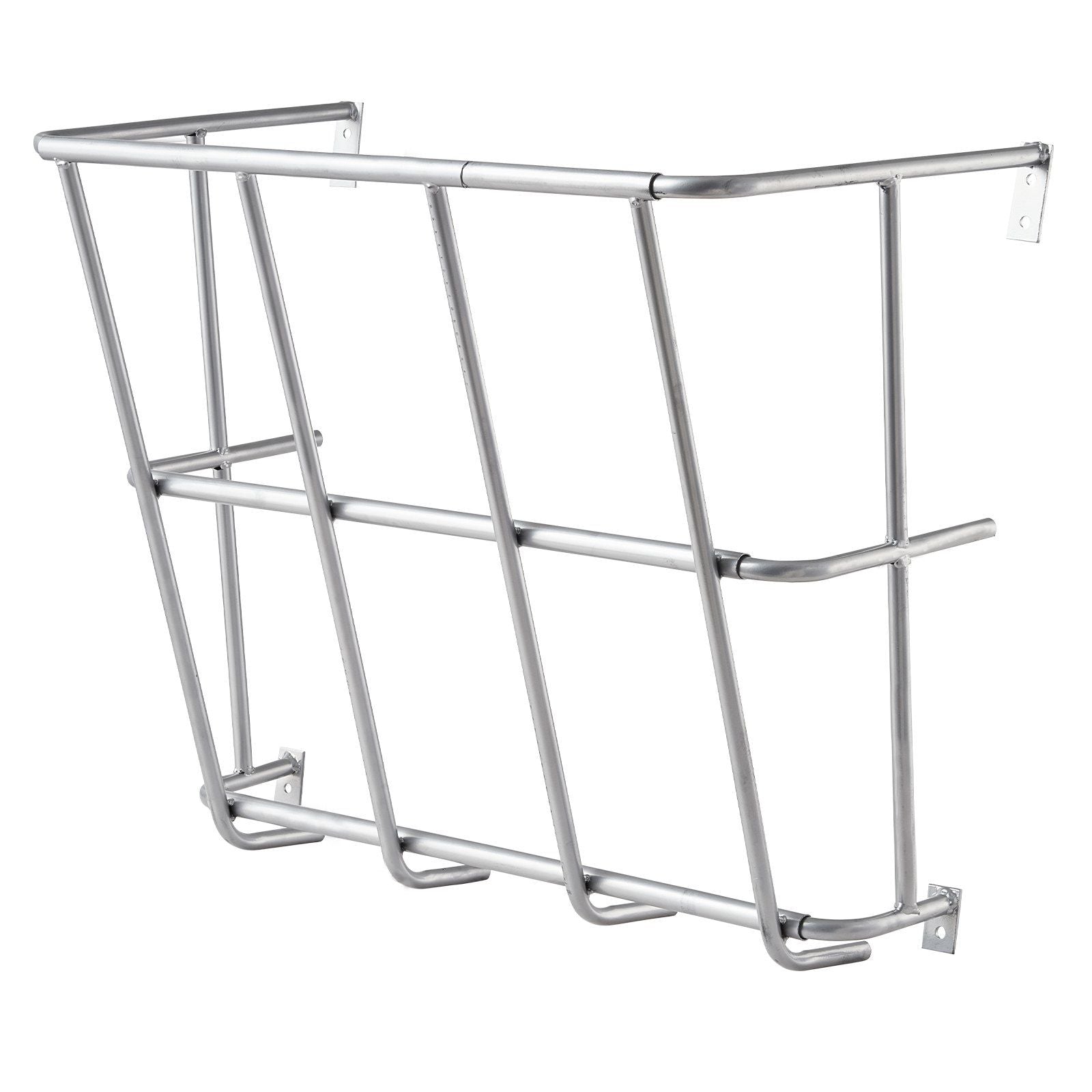 VEVOR Livestock Hay Feeder, 18.5 Gallons, Heavy-Duty Steel Goat Rack, Wall Mounted, 24.4 Long, Silver