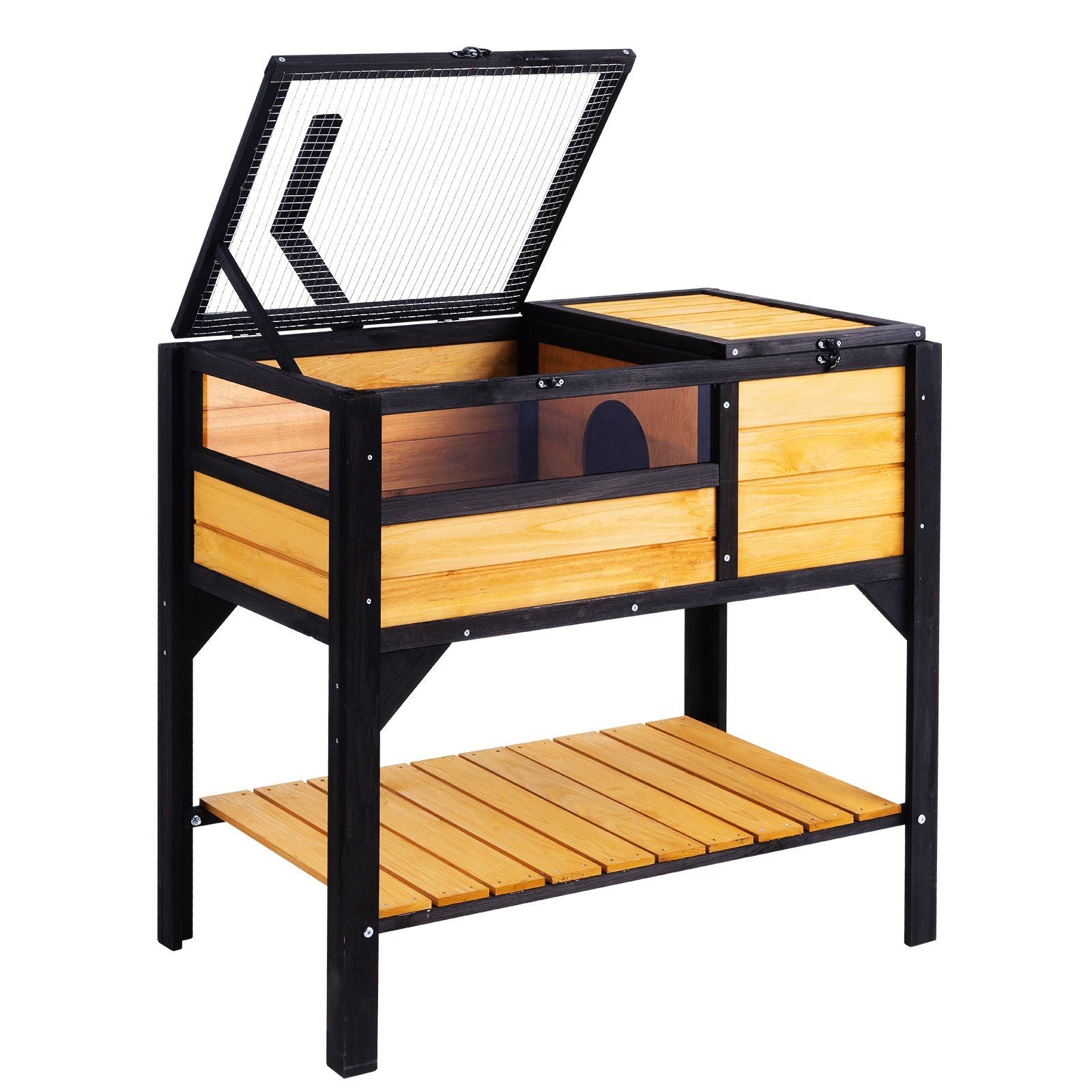VEVOR Wooden Tortoise House Tortoise Habitat Indoor & Outdoor for Lizards Snakes