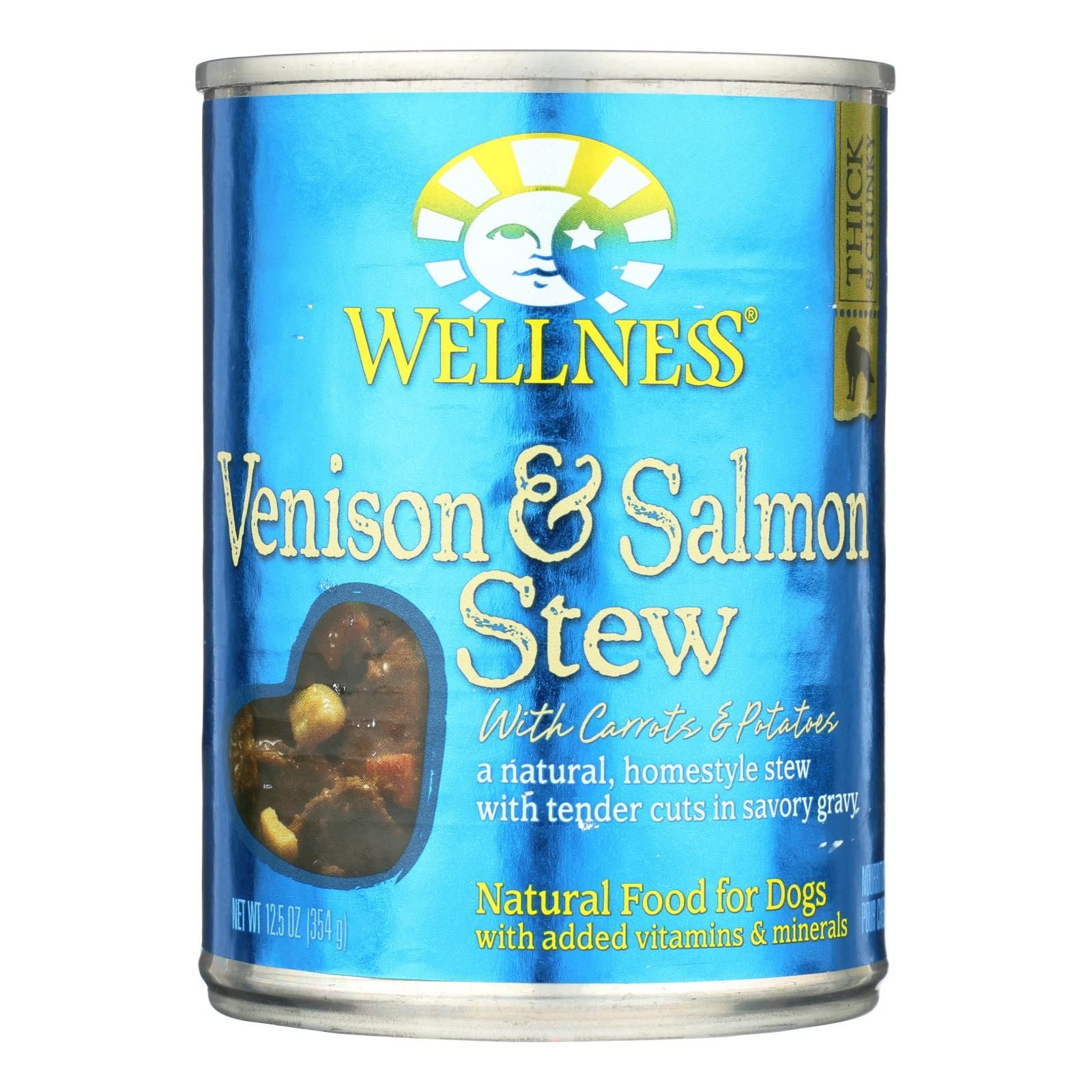 Wellness Pet Products Dog Food - Venison and Salmon with Potatoes and Carrots - Case of 12 - 12.5 oz.(D0102HXWEJP.)