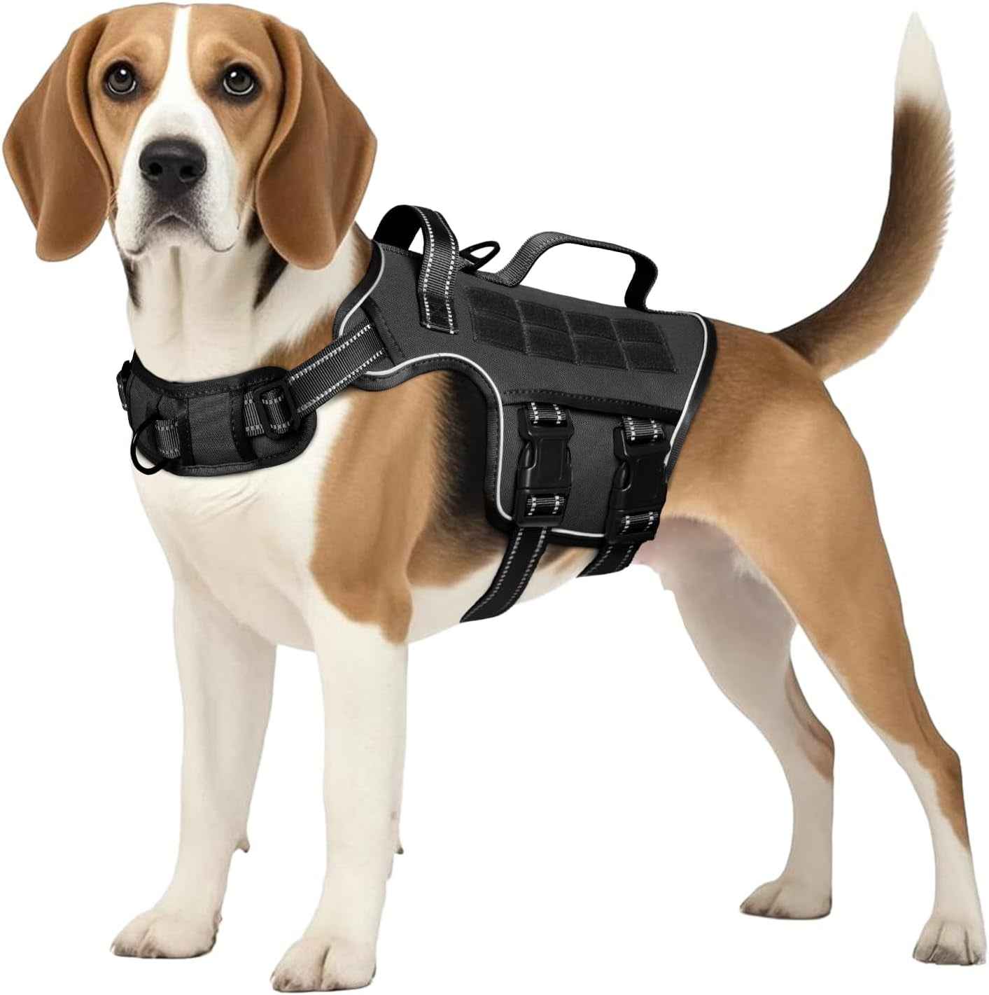 Tactical Dog Harness MOLLE Vest – Camo, S–XL, No-Pull