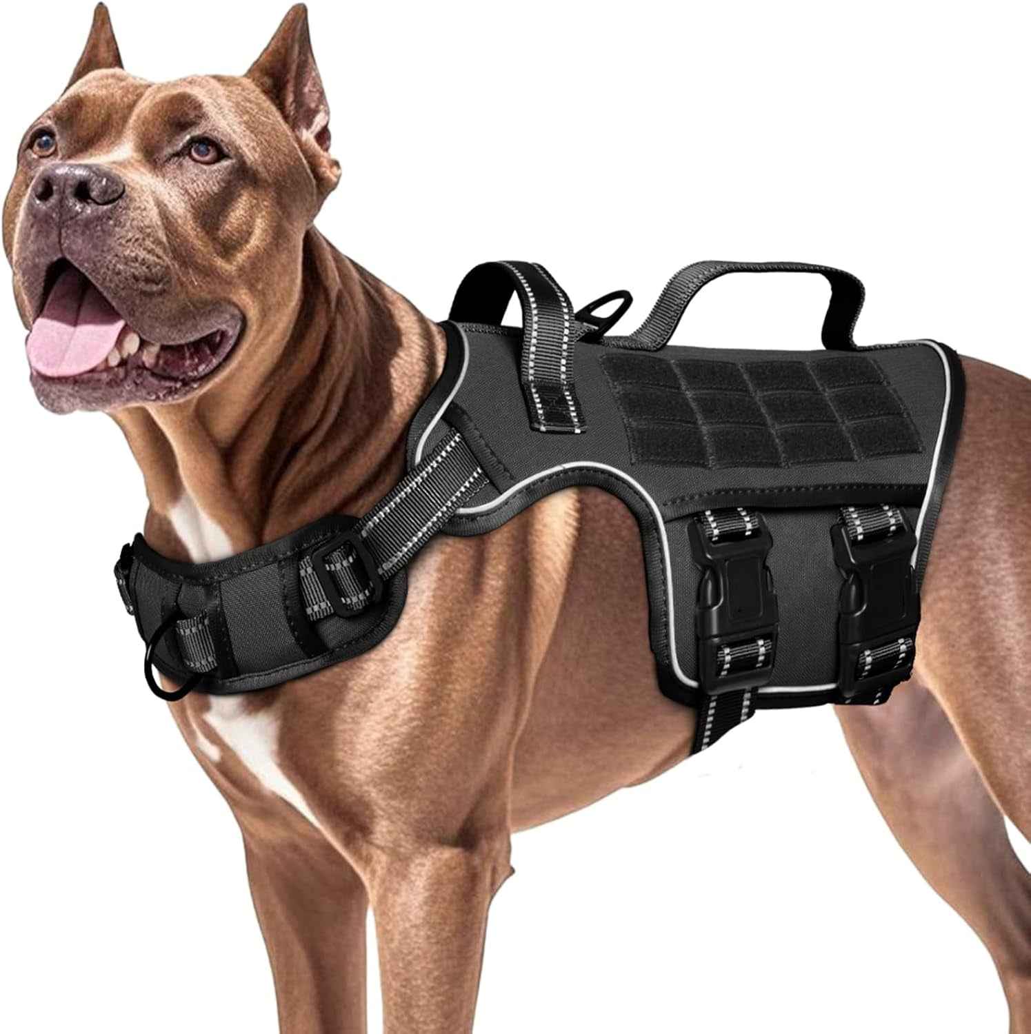 Tactical Dog Harness MOLLE Vest – Camo, S–XL, No-Pull